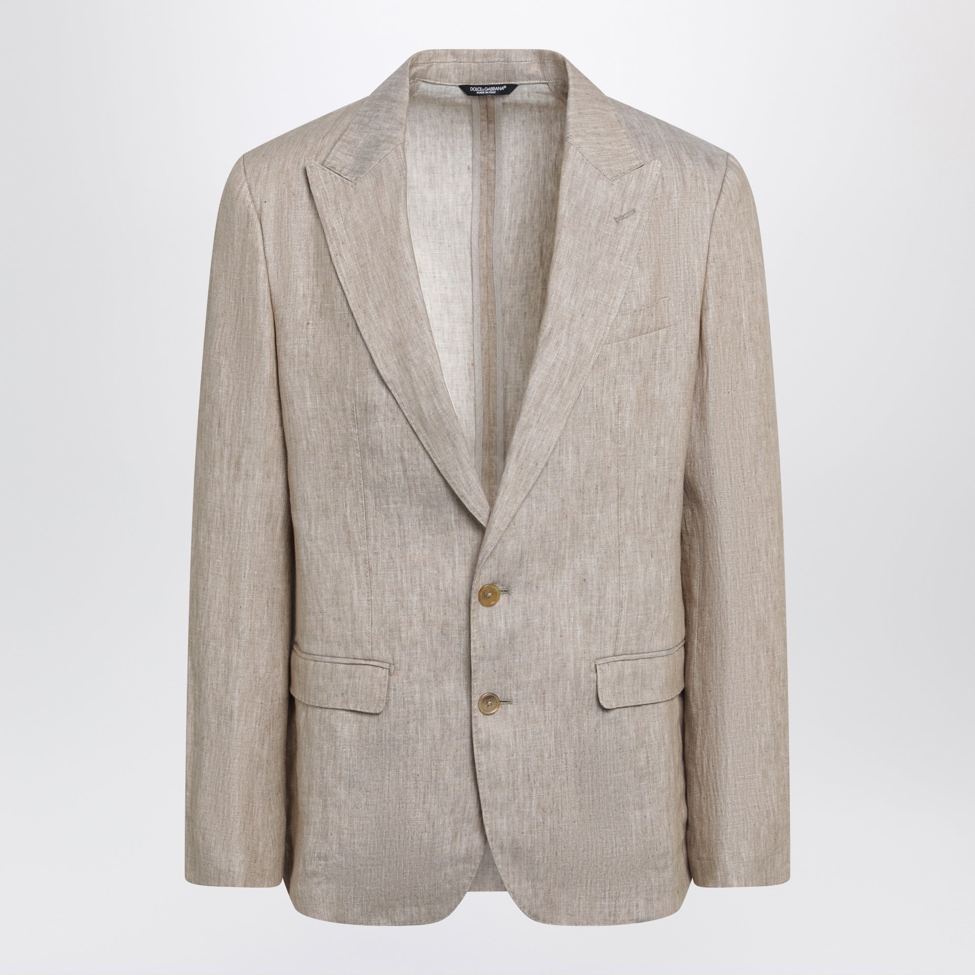 Taormina single-breasted linen jacket in melange beige/white
