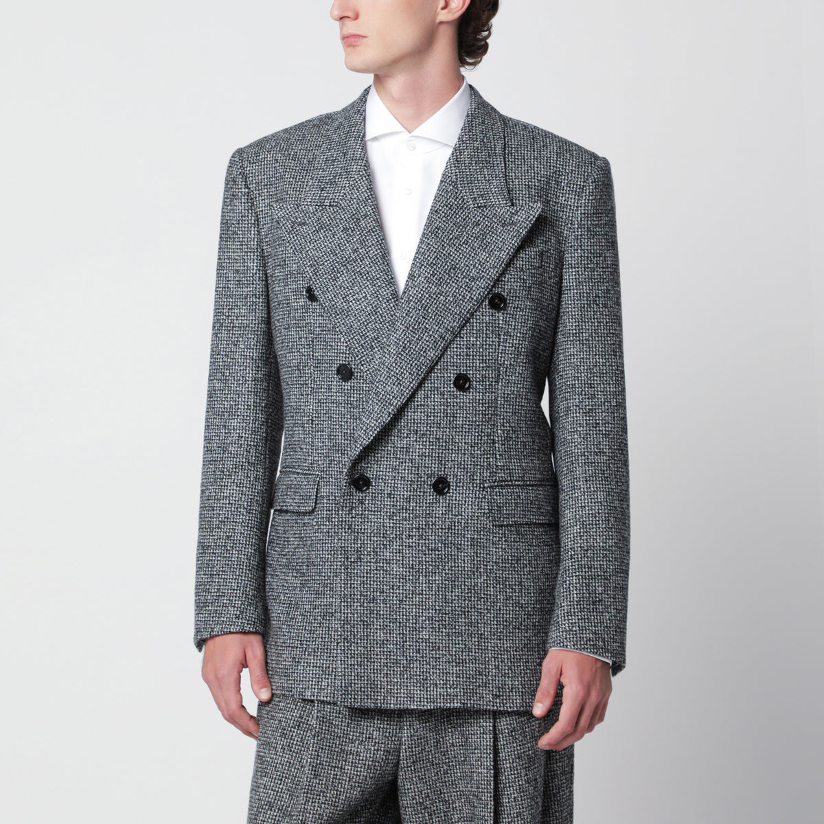 Veste croisée Sinatra grise en mélange de laine moucheté