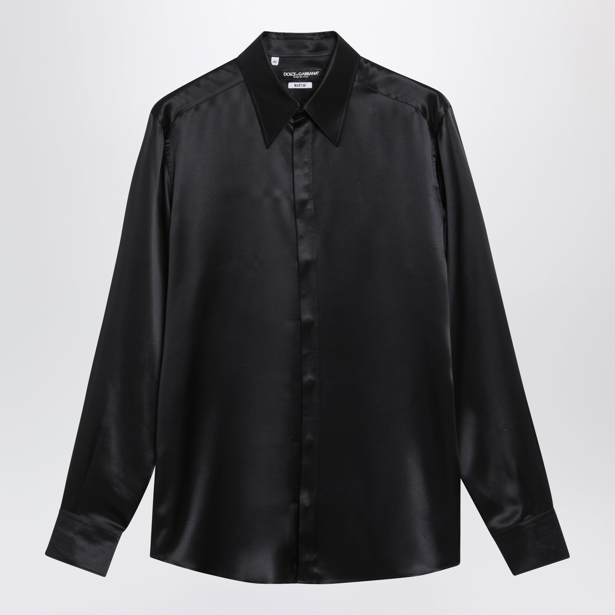 Chemise Martini en satin de soie noir
