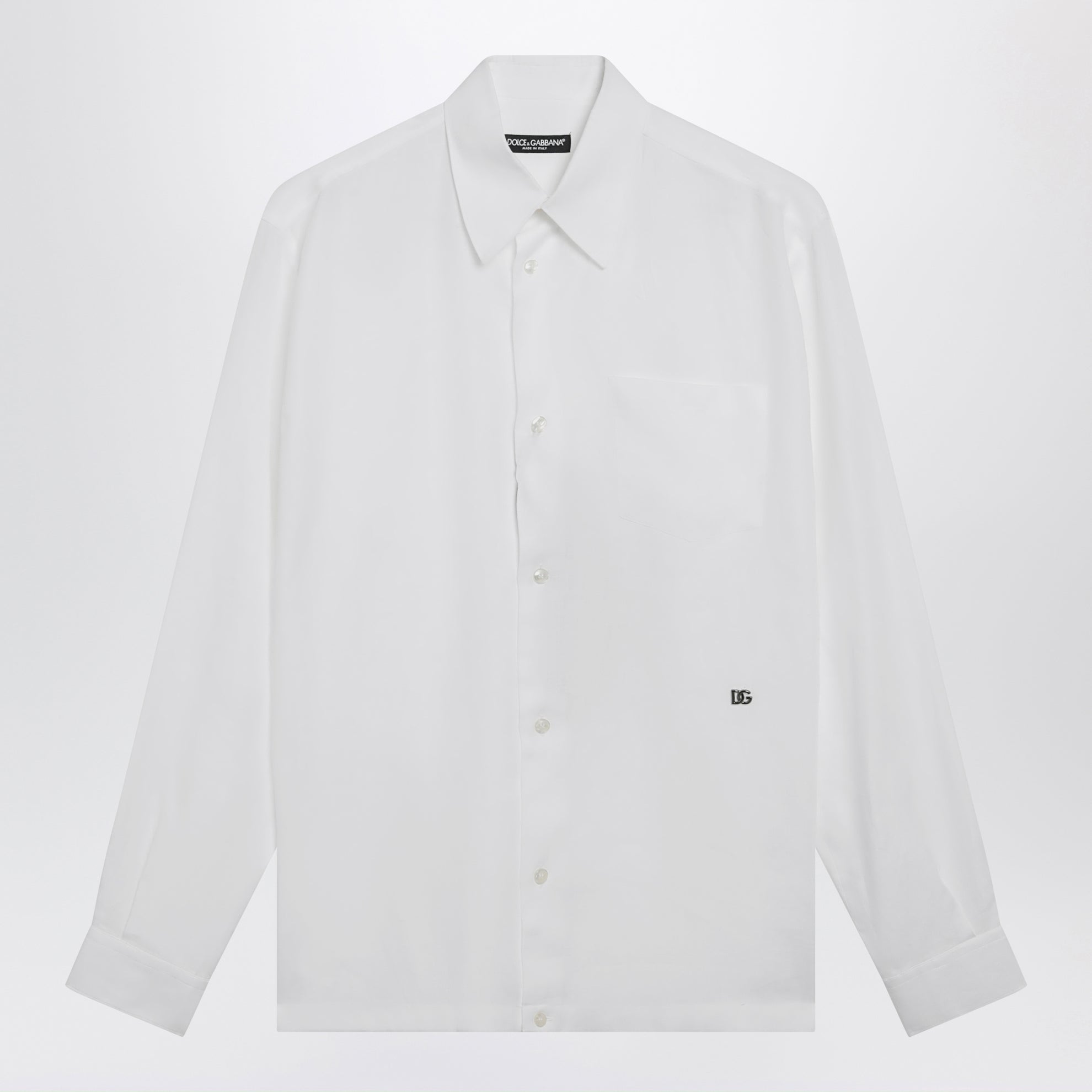 Chemise Hawaii en lin avec détails DG blanc optique