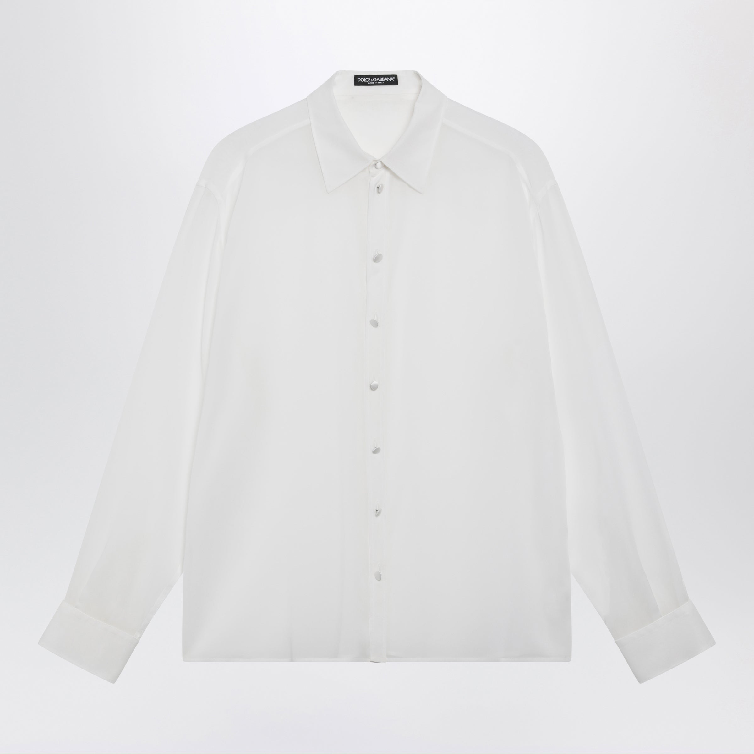DOLCE E GABBANA Oversized silk georgette shirt in optical white