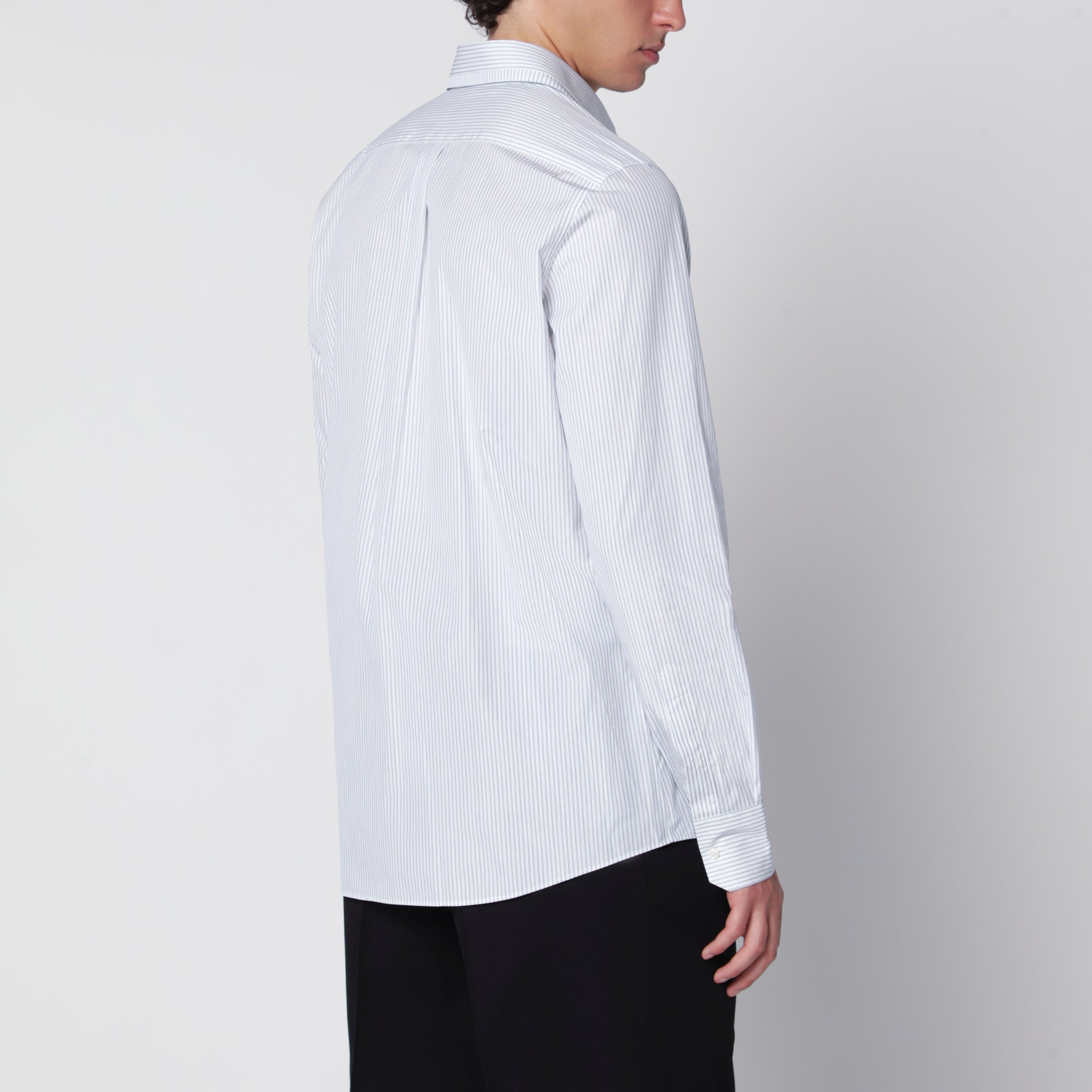 Camicia con doppio colletto bianca a righe