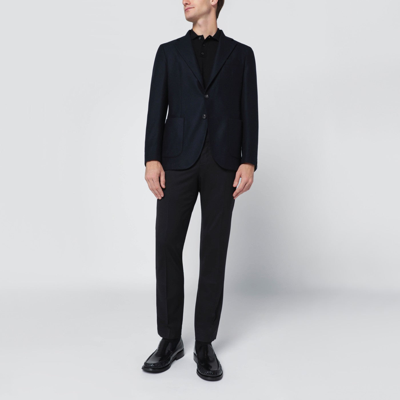Navy blue single-breasted wool jacket