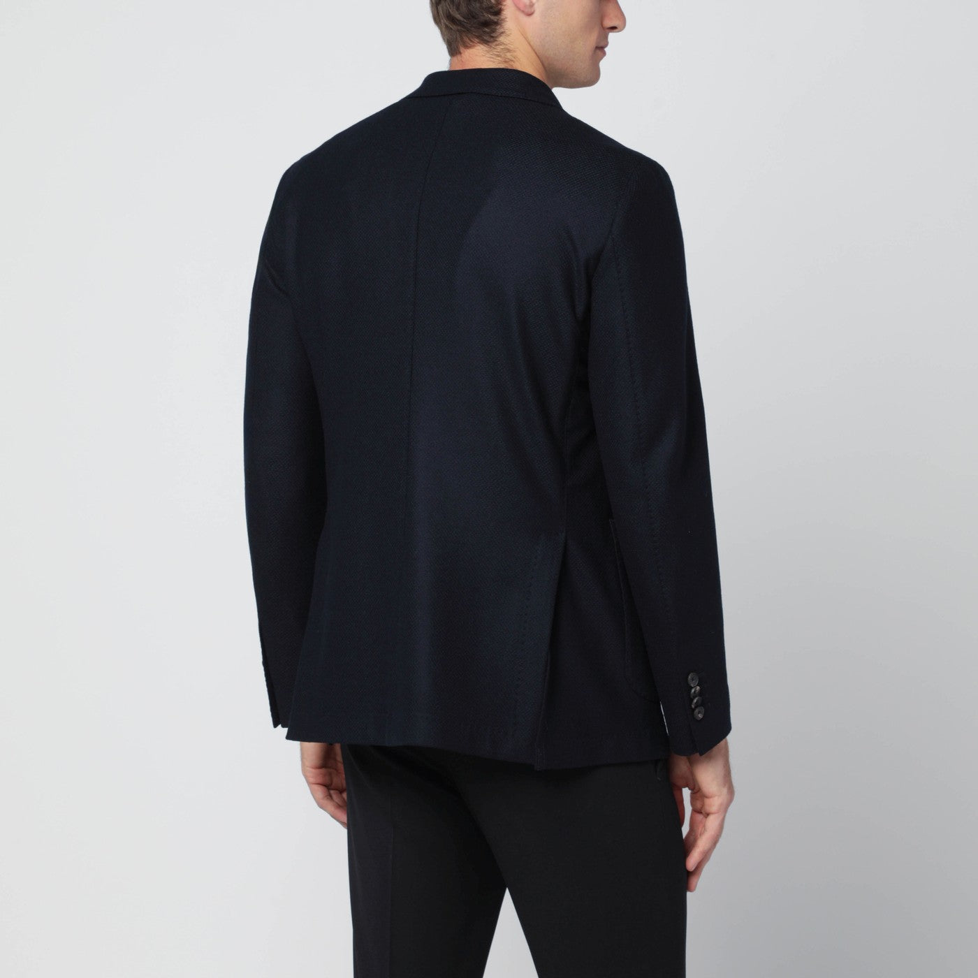 Navy blue single-breasted wool jacket