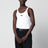 Weißes geripptes Baumwolltanktop mit Logo-Patch