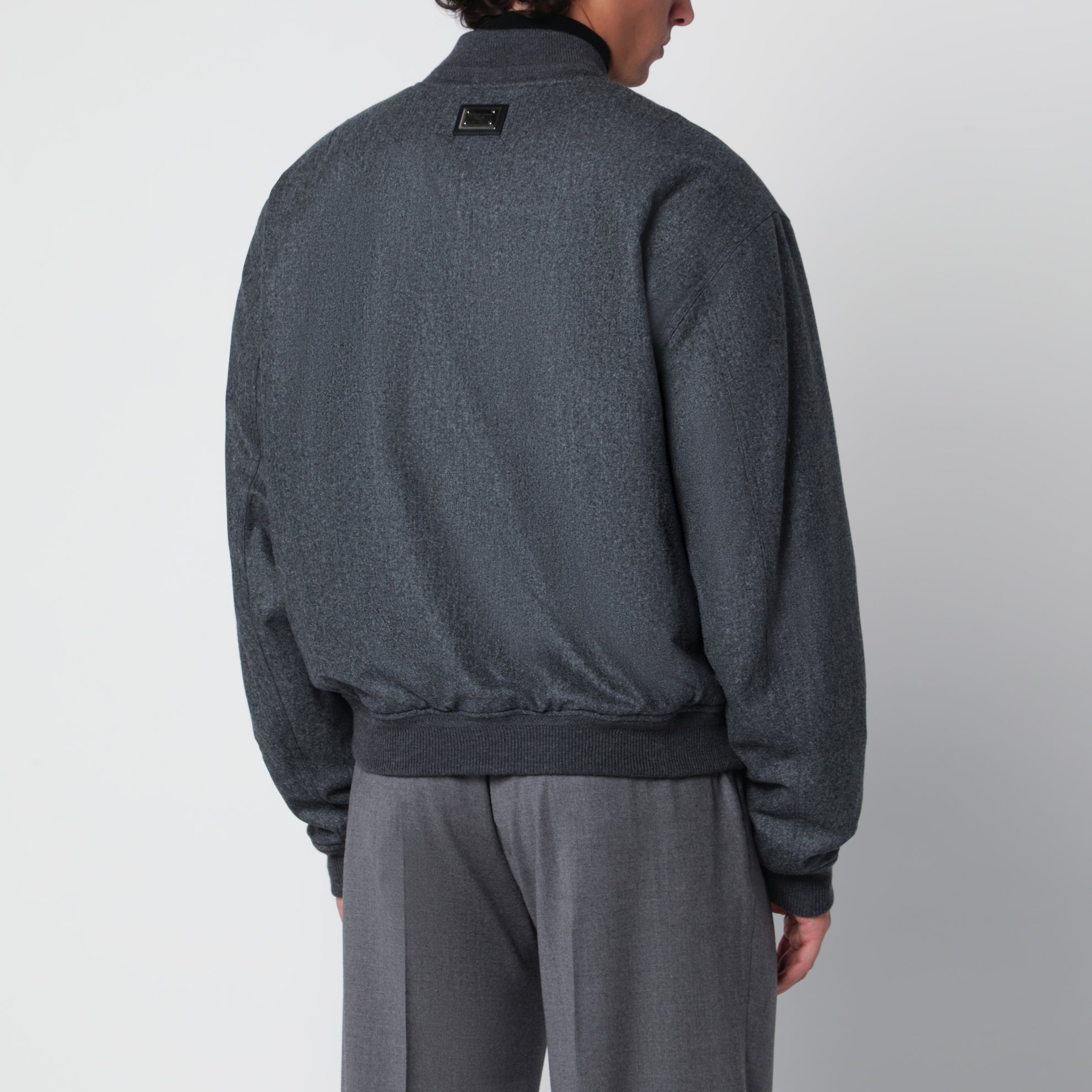 Bomber zippé gris chiné en laine