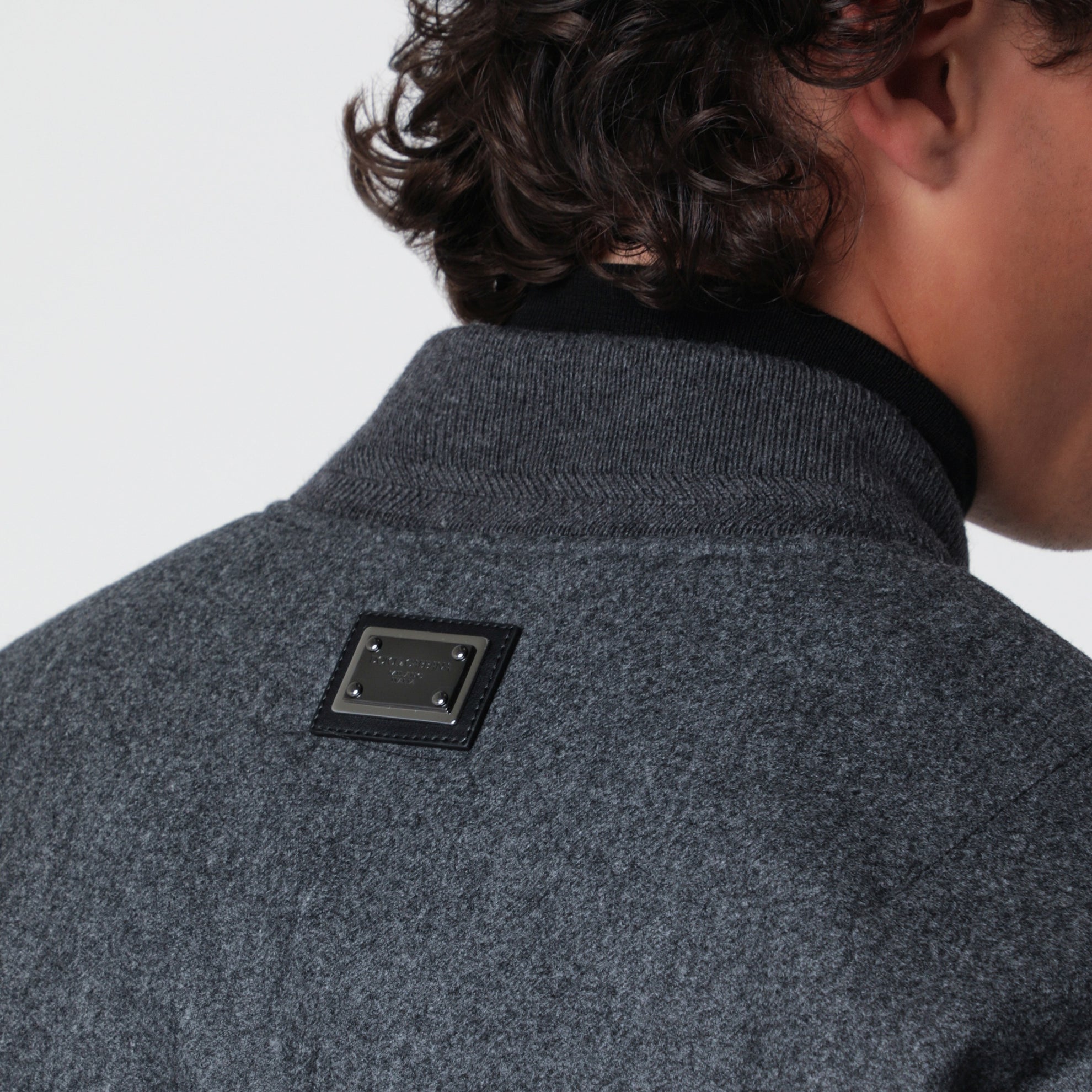 Bomber zippé gris chiné en laine