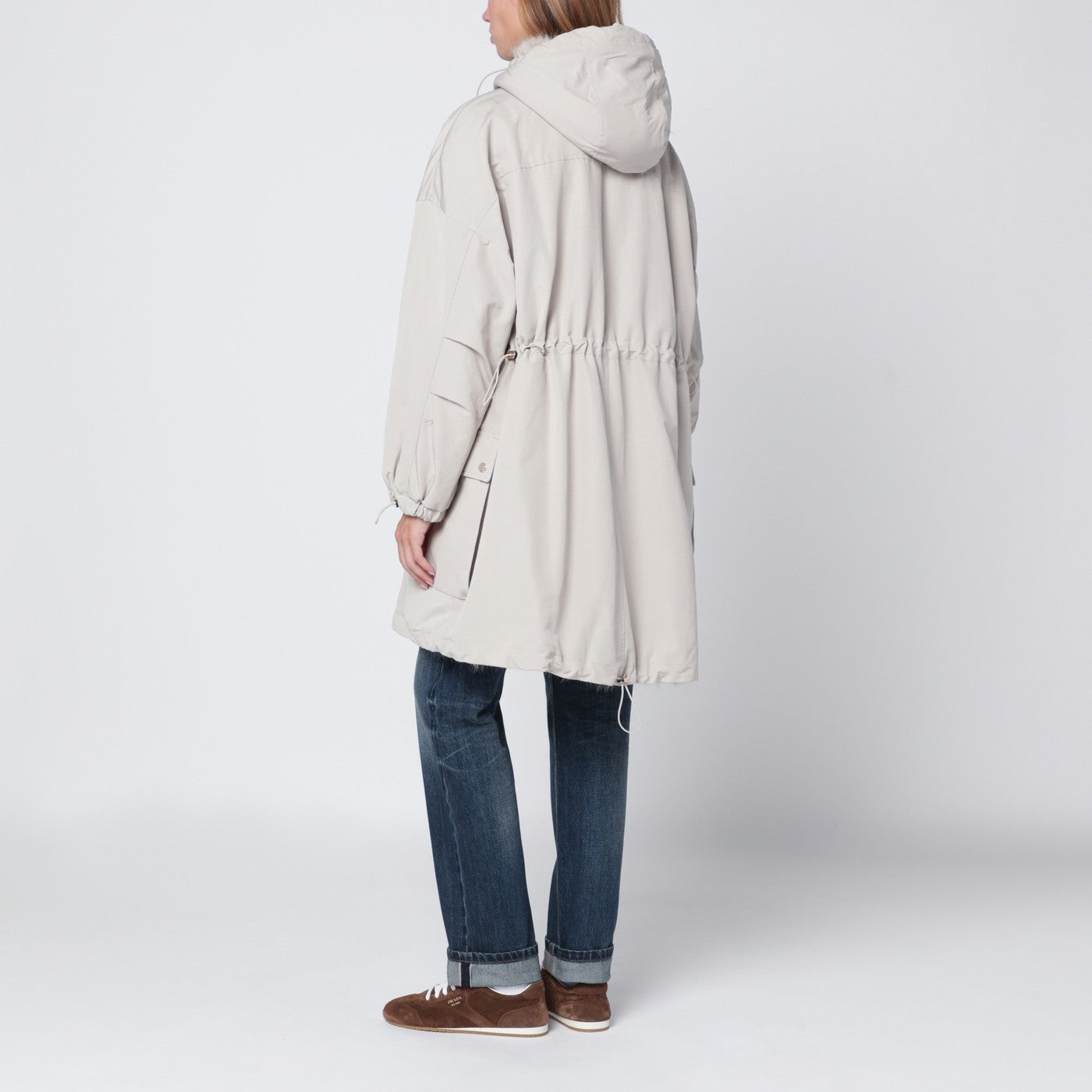 Light beige cotton blend parka
