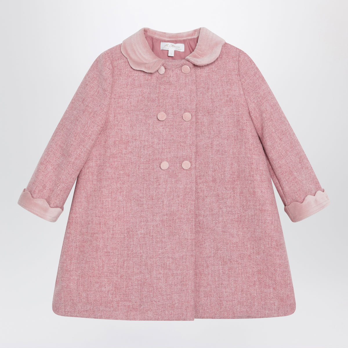 Pink double-breasted coat in wool
