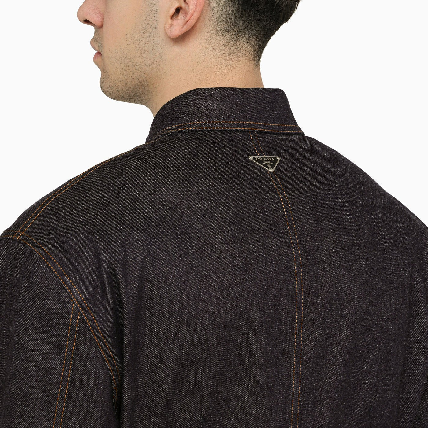 Giacca camicia blu in denim