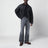 Schwarze Denimjacke mit Reißverschluss im Vintage-Look
