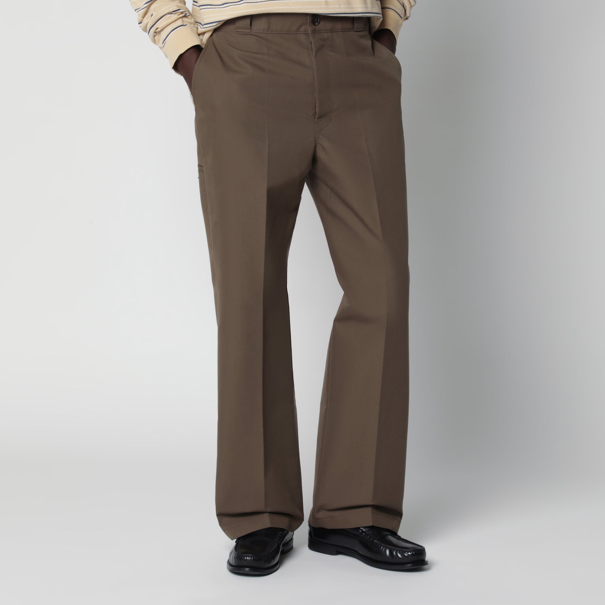 Brown technical canvas trousers