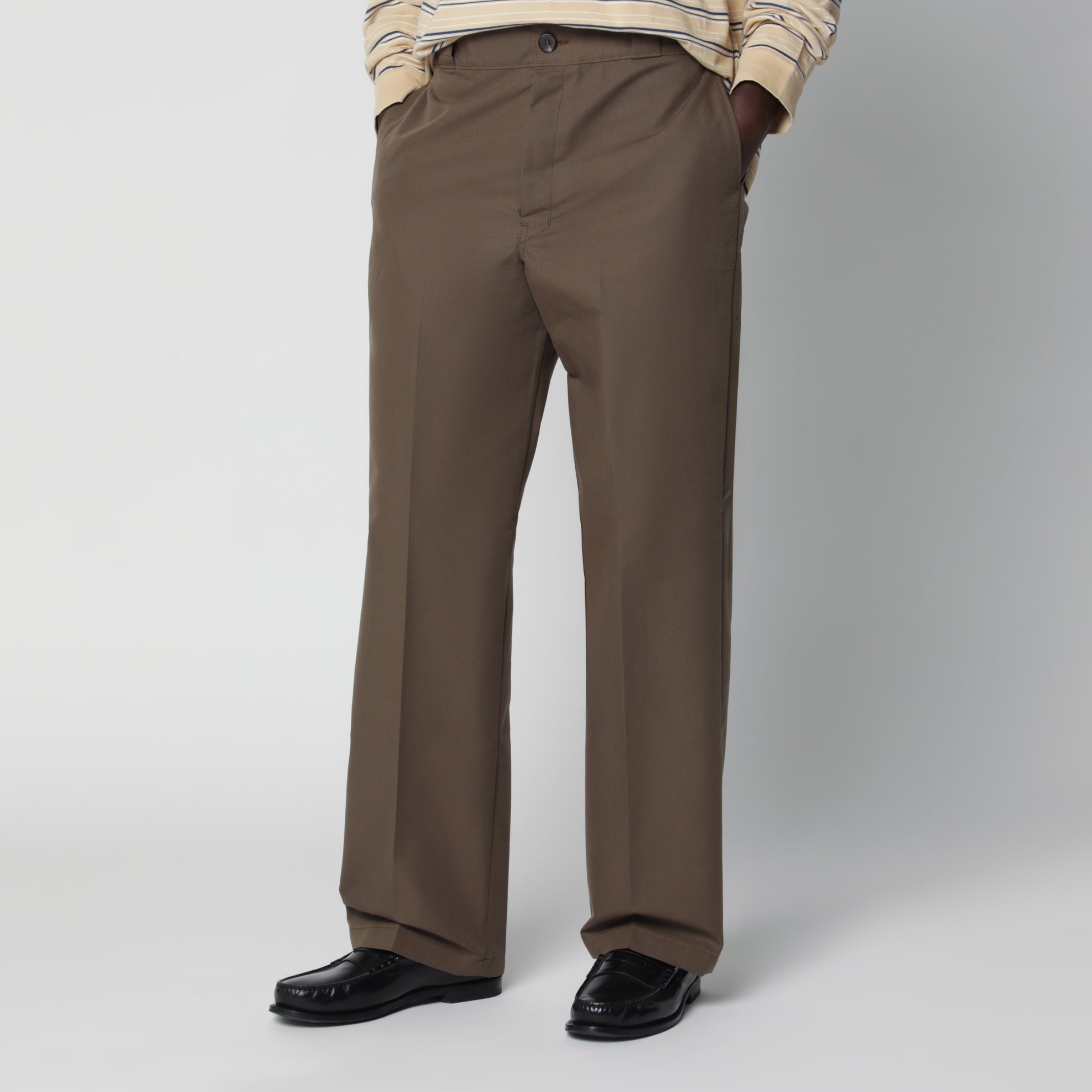 Brown technical canvas trousers