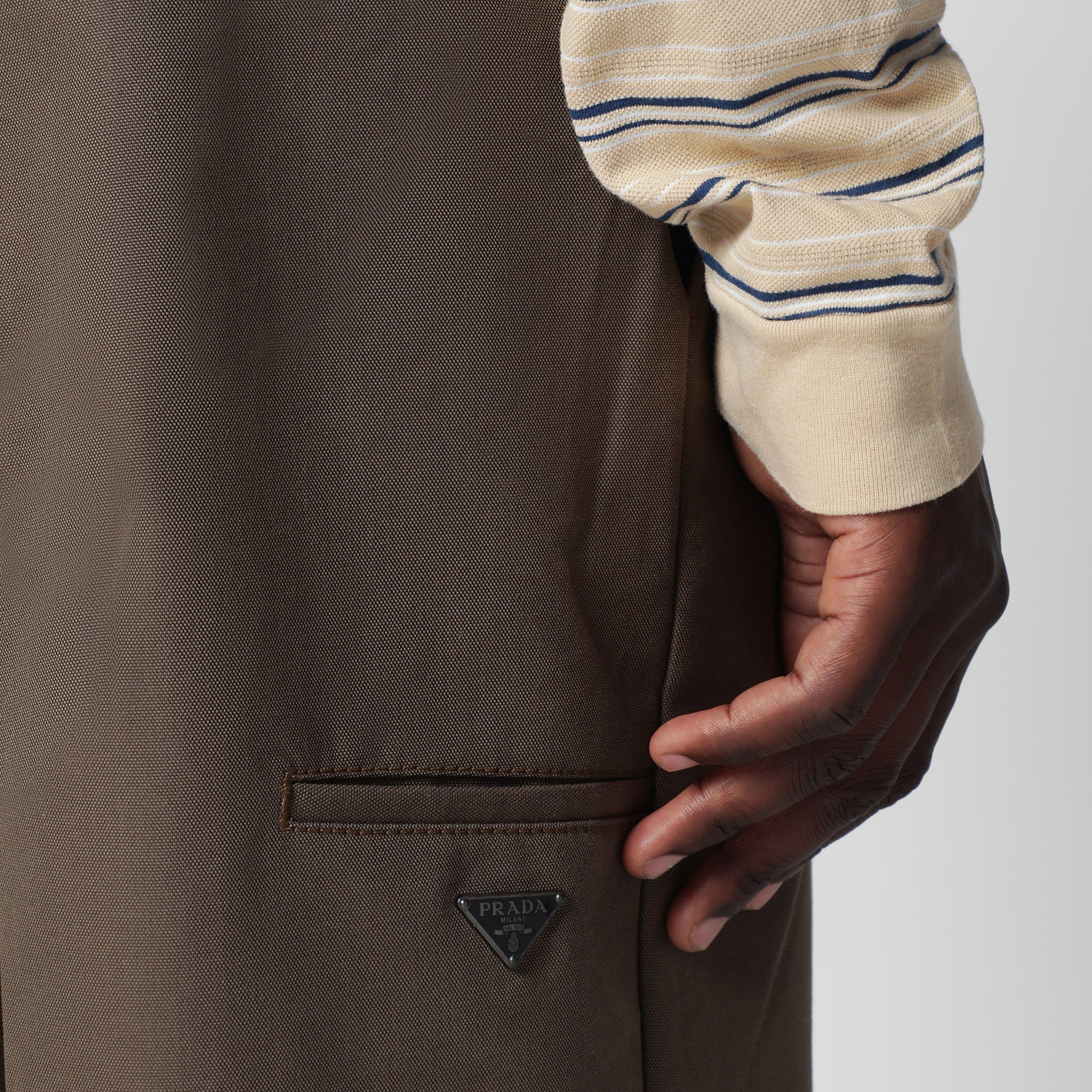 Brown technical canvas trousers