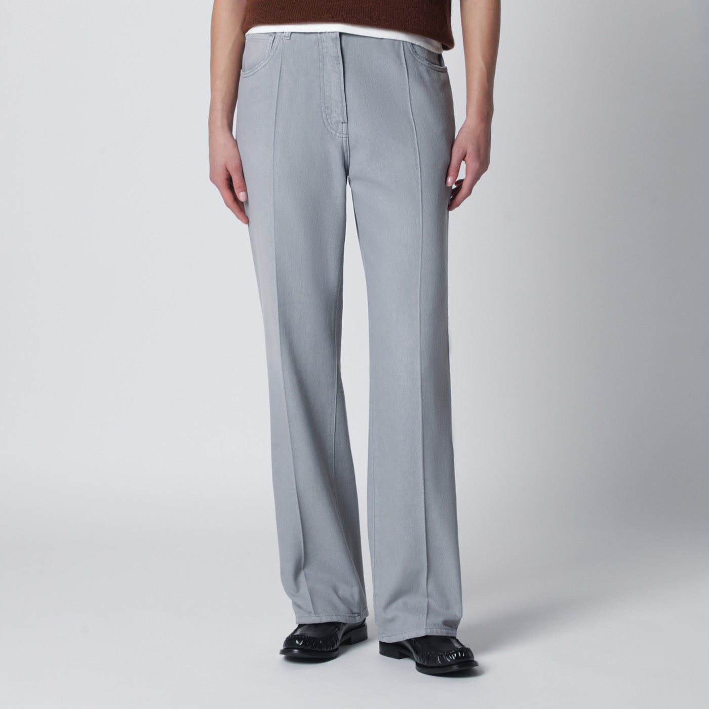 Grey washed denim jeans