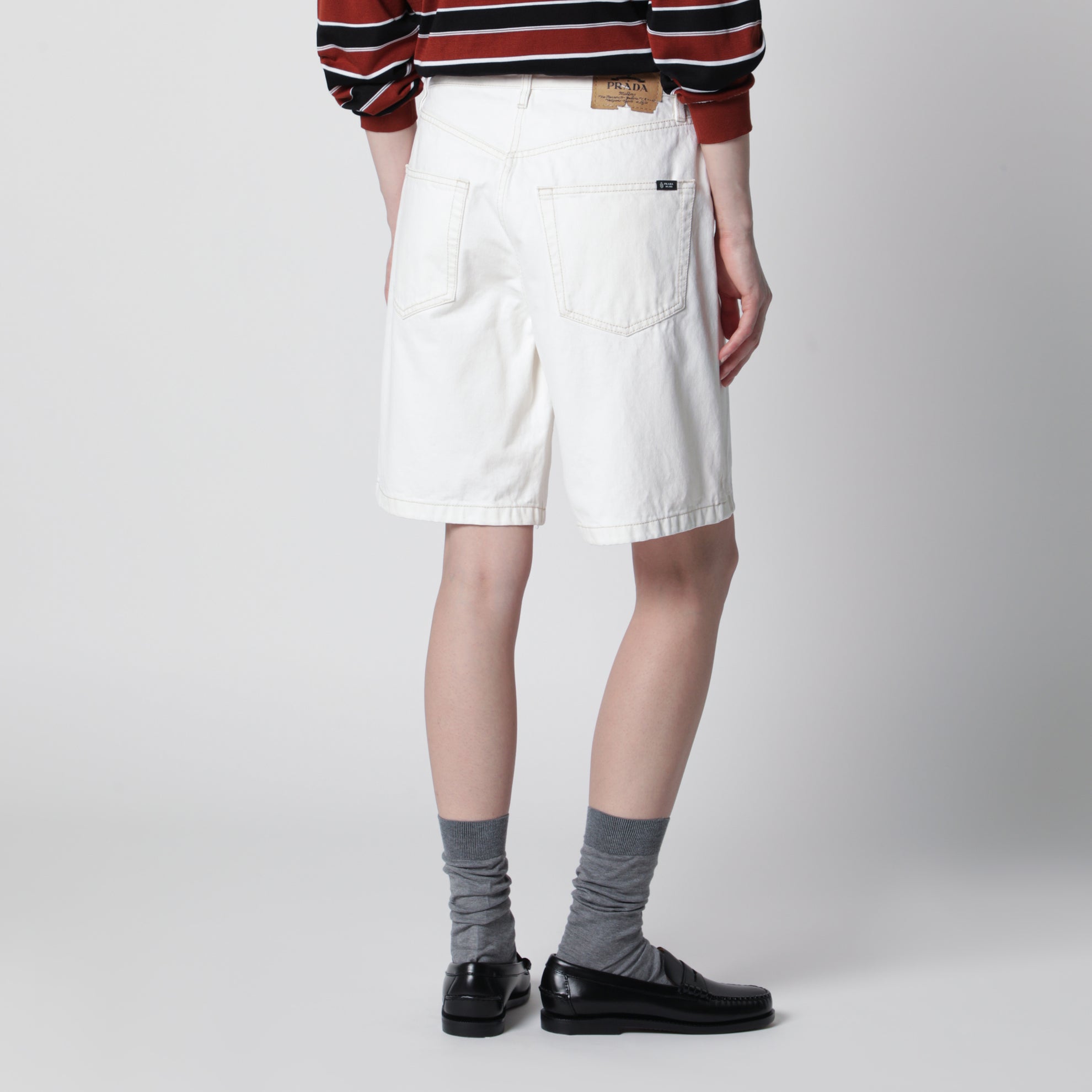 Bermuda in denim old bianco