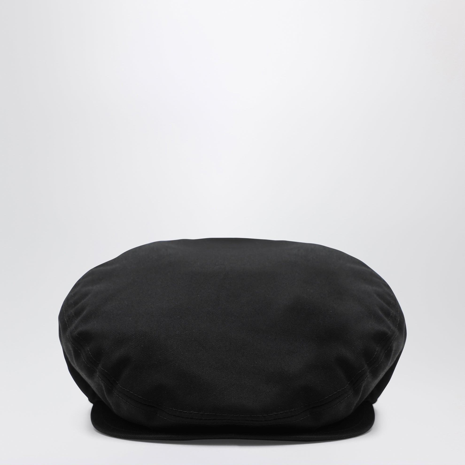 Black cotton gabardine flat cap
