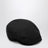 Black cotton gabardine flat cap