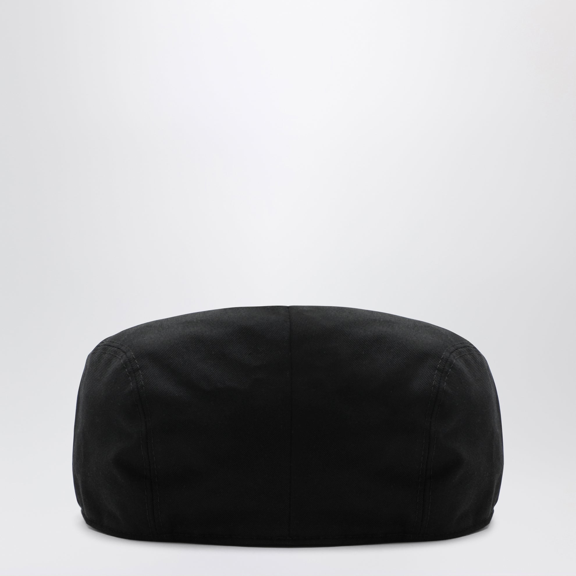 Black cotton gabardine flat cap