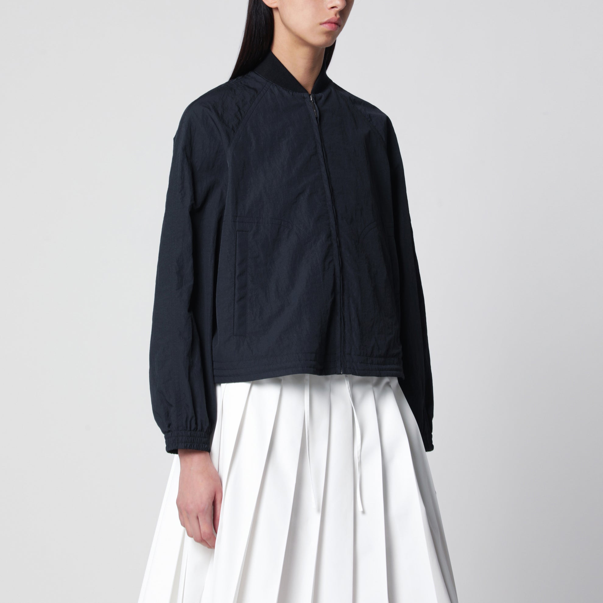 Blue zip-up nylon jacket