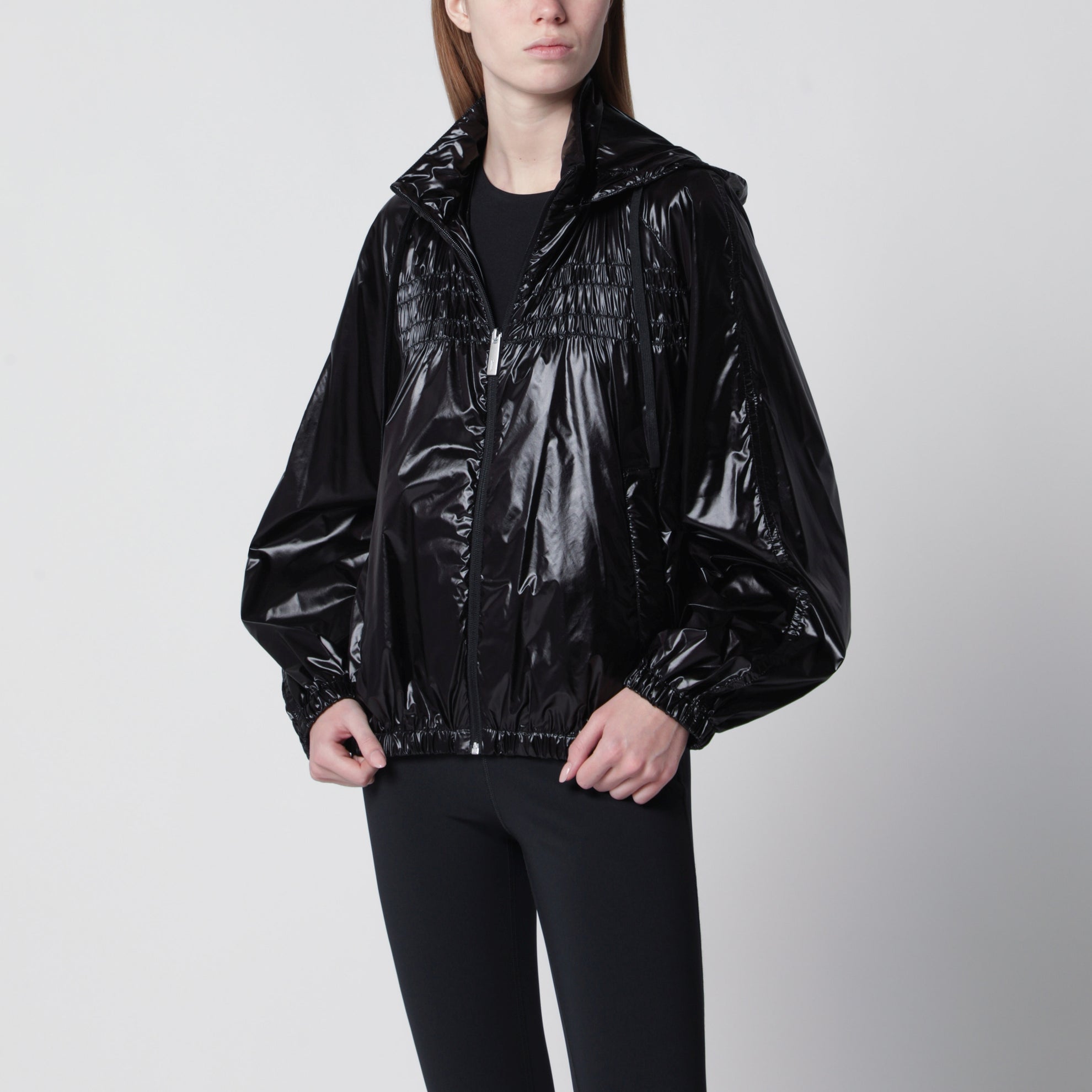 Black shiny nylon jacket