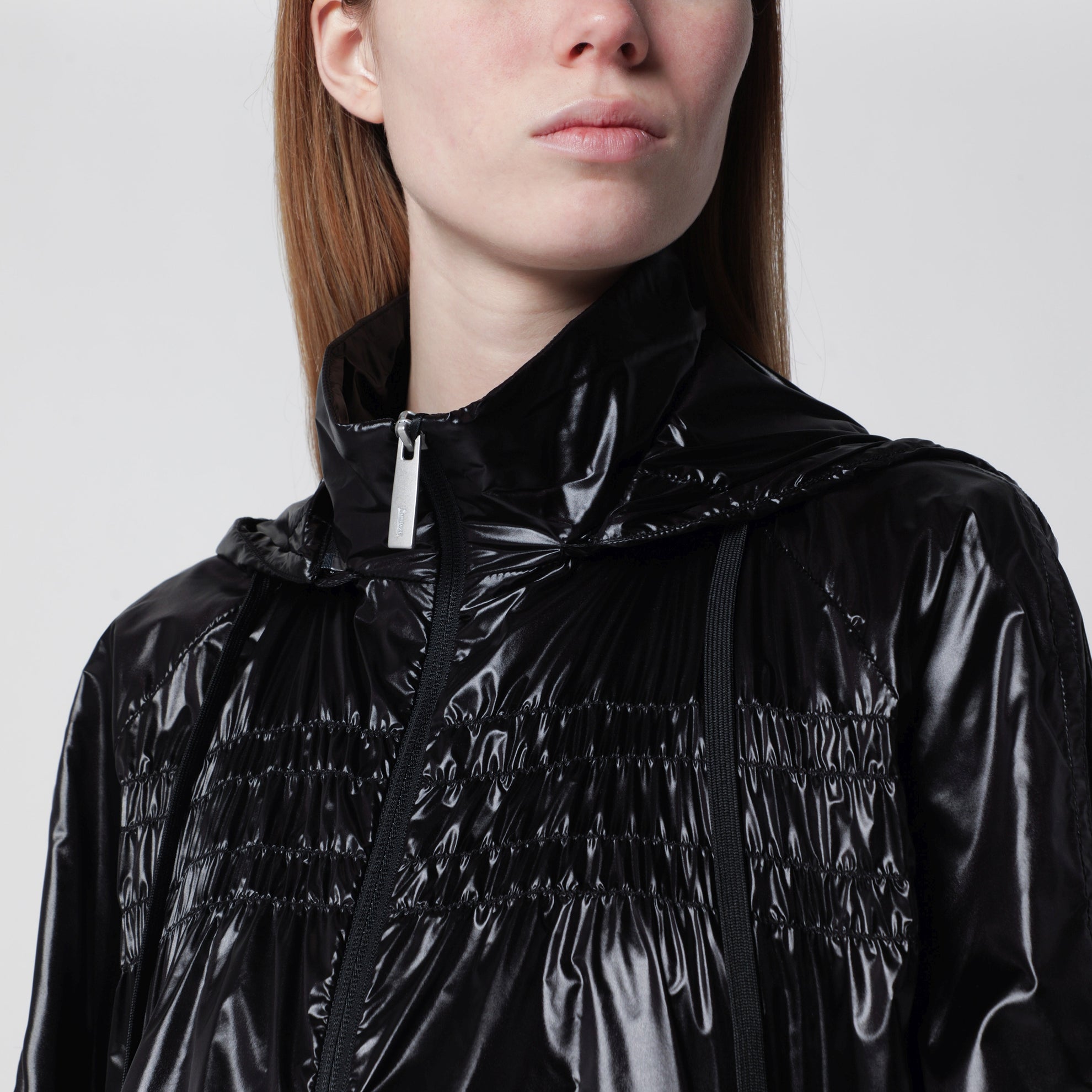 Black shiny nylon jacket