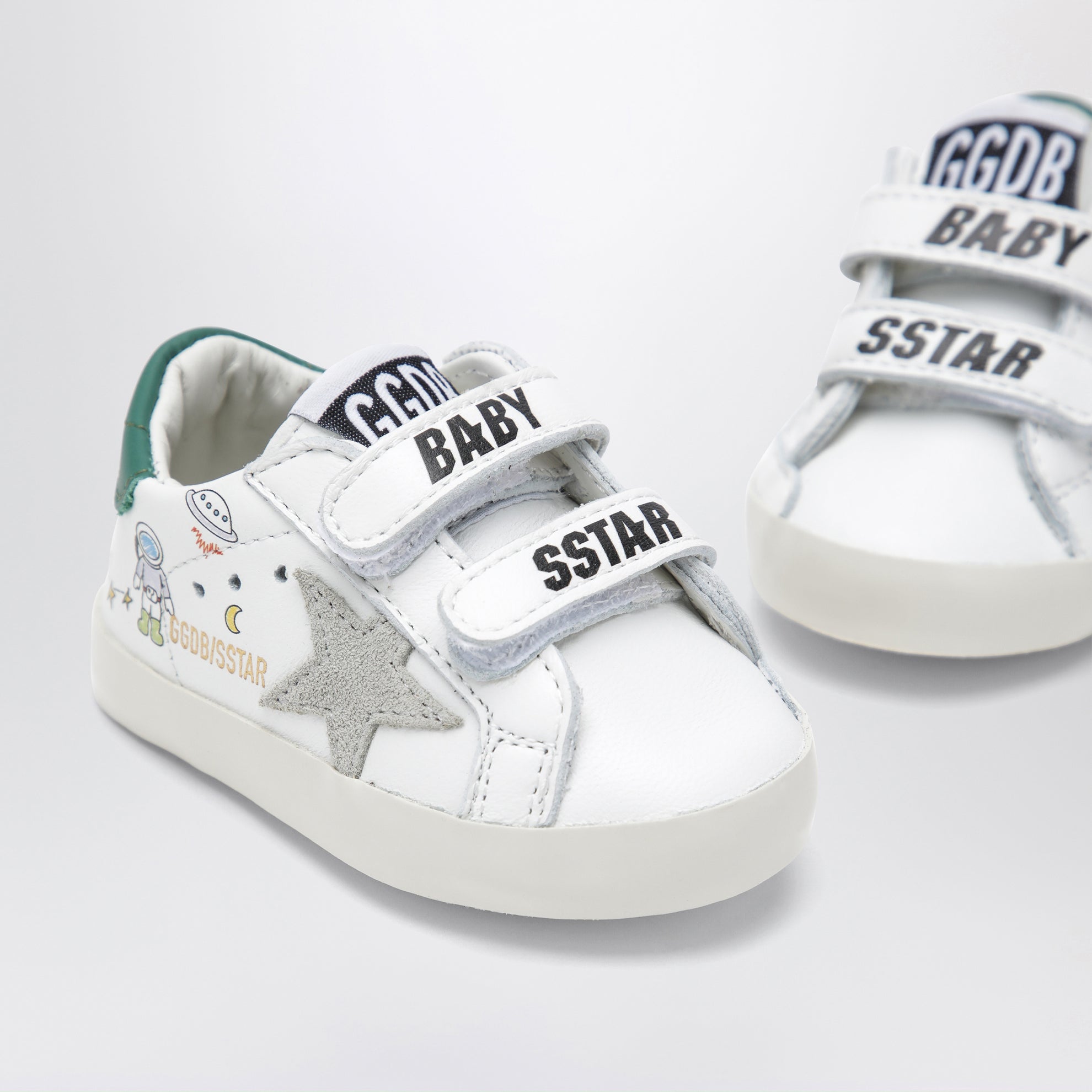 Sneakers Old School in pelle bianca con astronauta