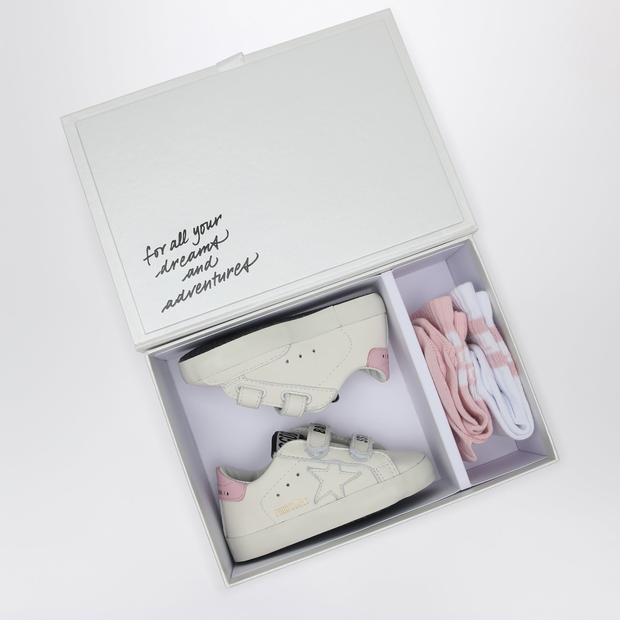 Set Sneakers Baby School weiß/rosa mit Socken