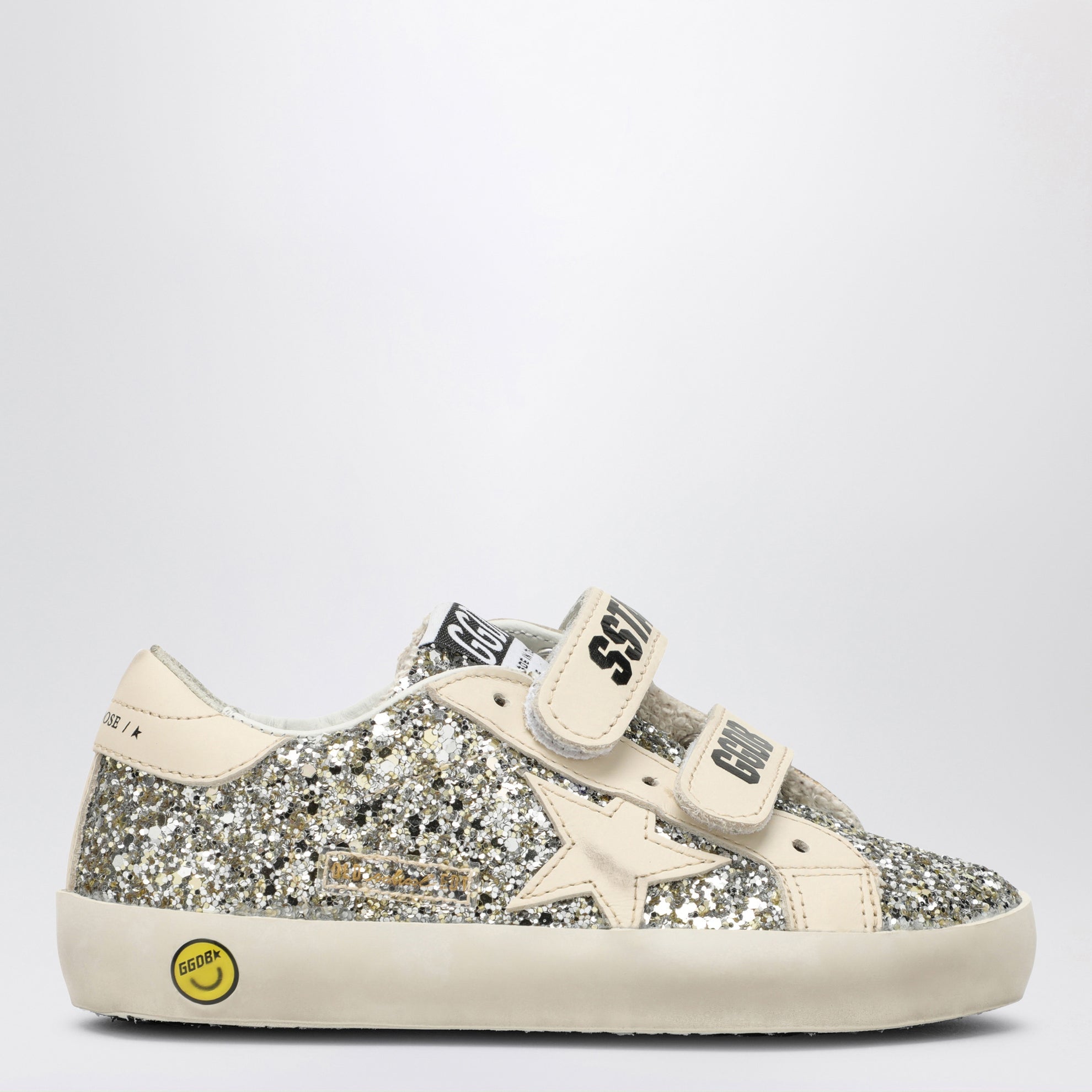 Sneakers Old School in glitter platino/crema