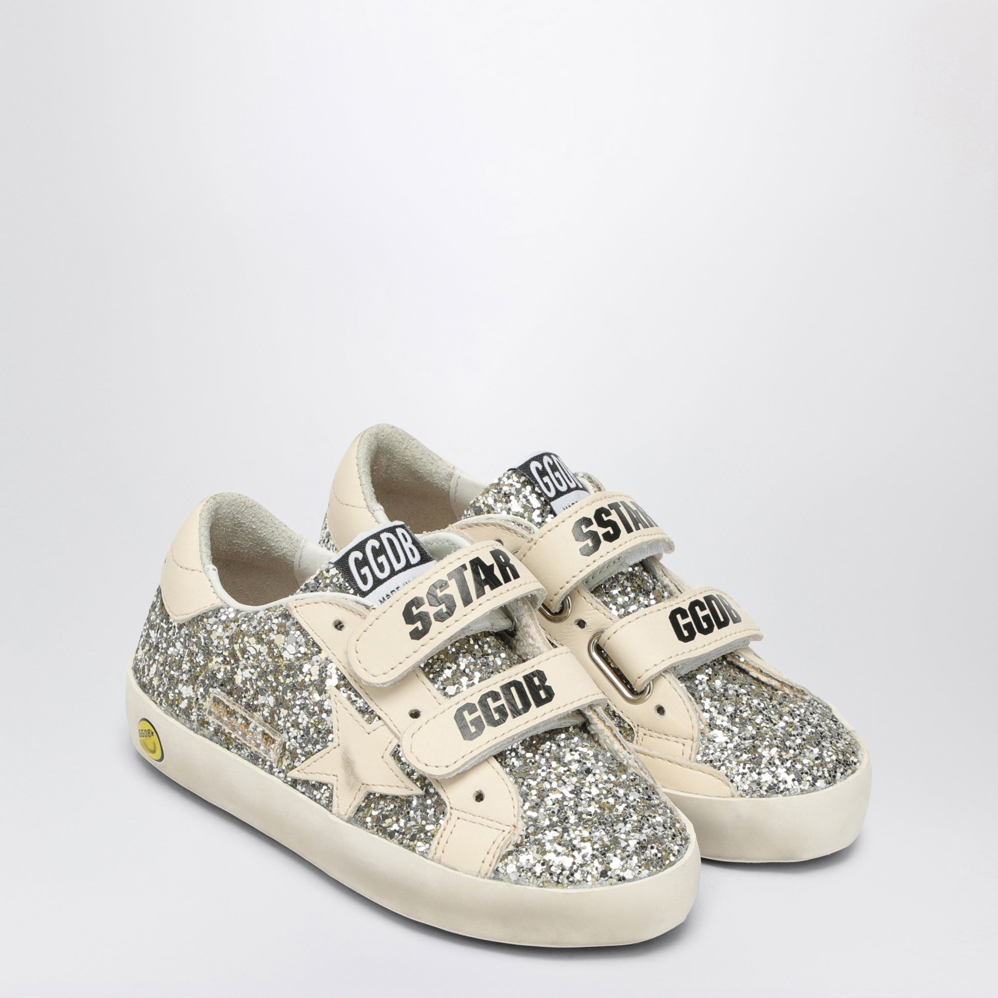 Sneakers Old School in glitter platino/crema