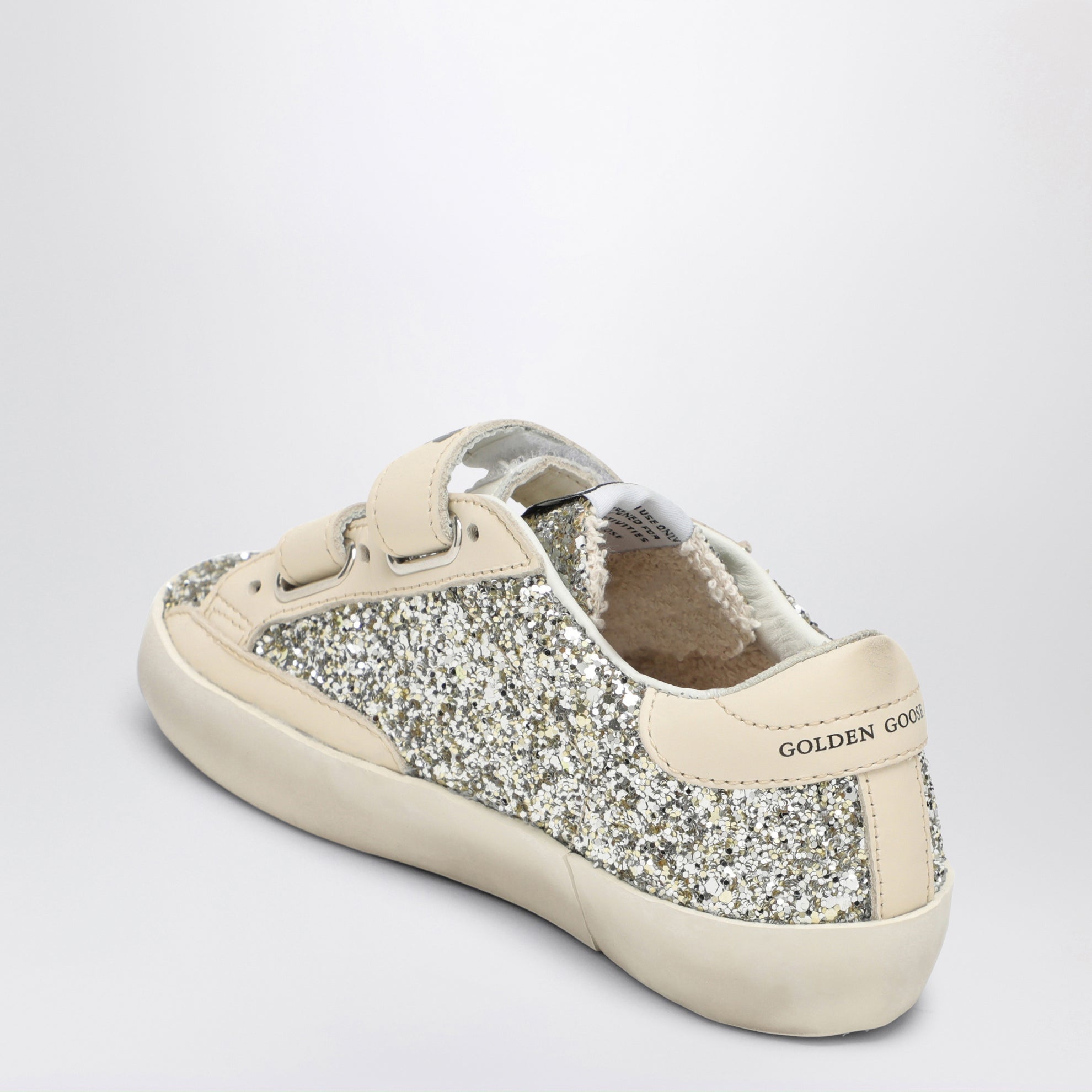 Sneakers Old School in glitter platino/crema