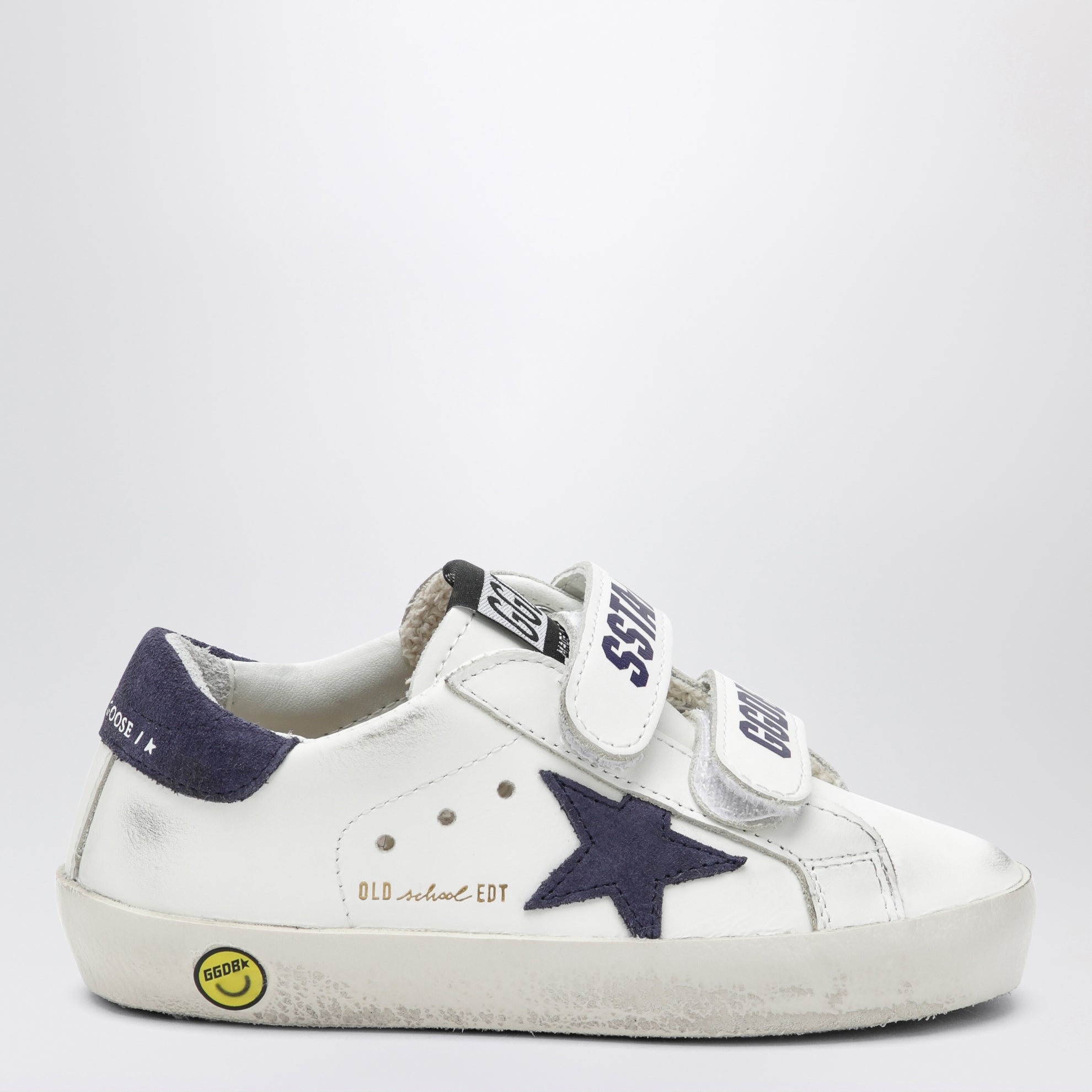 Sneakers Old School en cuir blanc/bleu