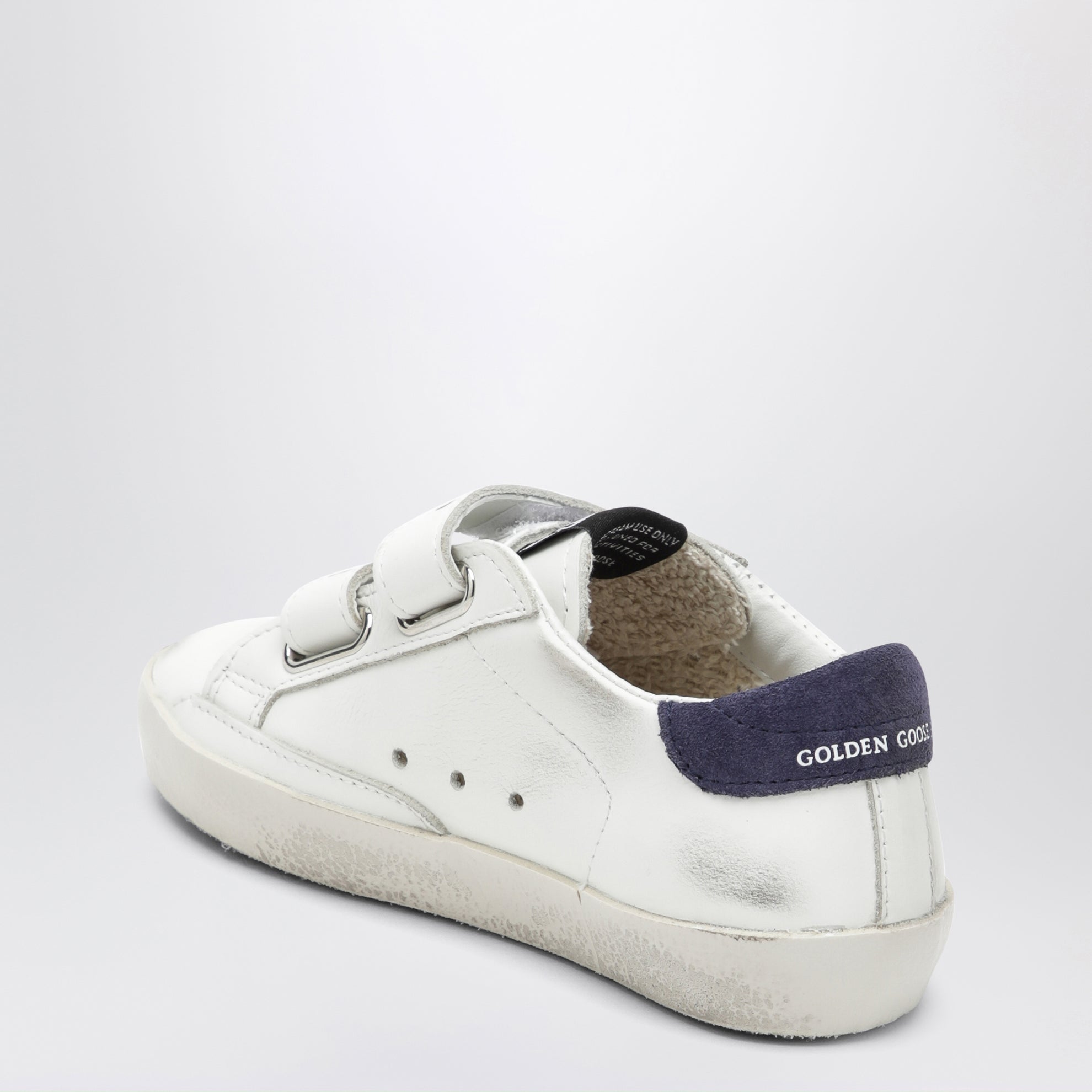 Sneakers Old School en cuir blanc/bleu
