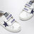 Sneakers Old School en cuir blanc/bleu