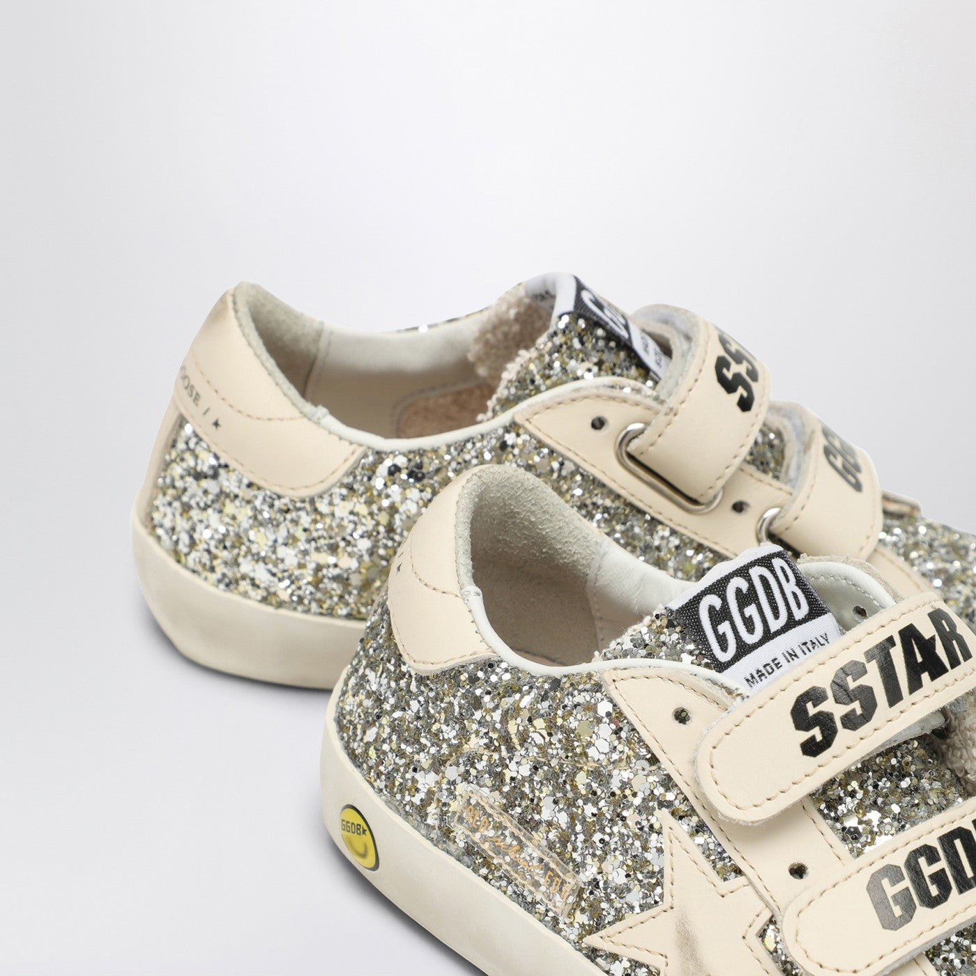 Old School sneaker in platinum/cream glitter