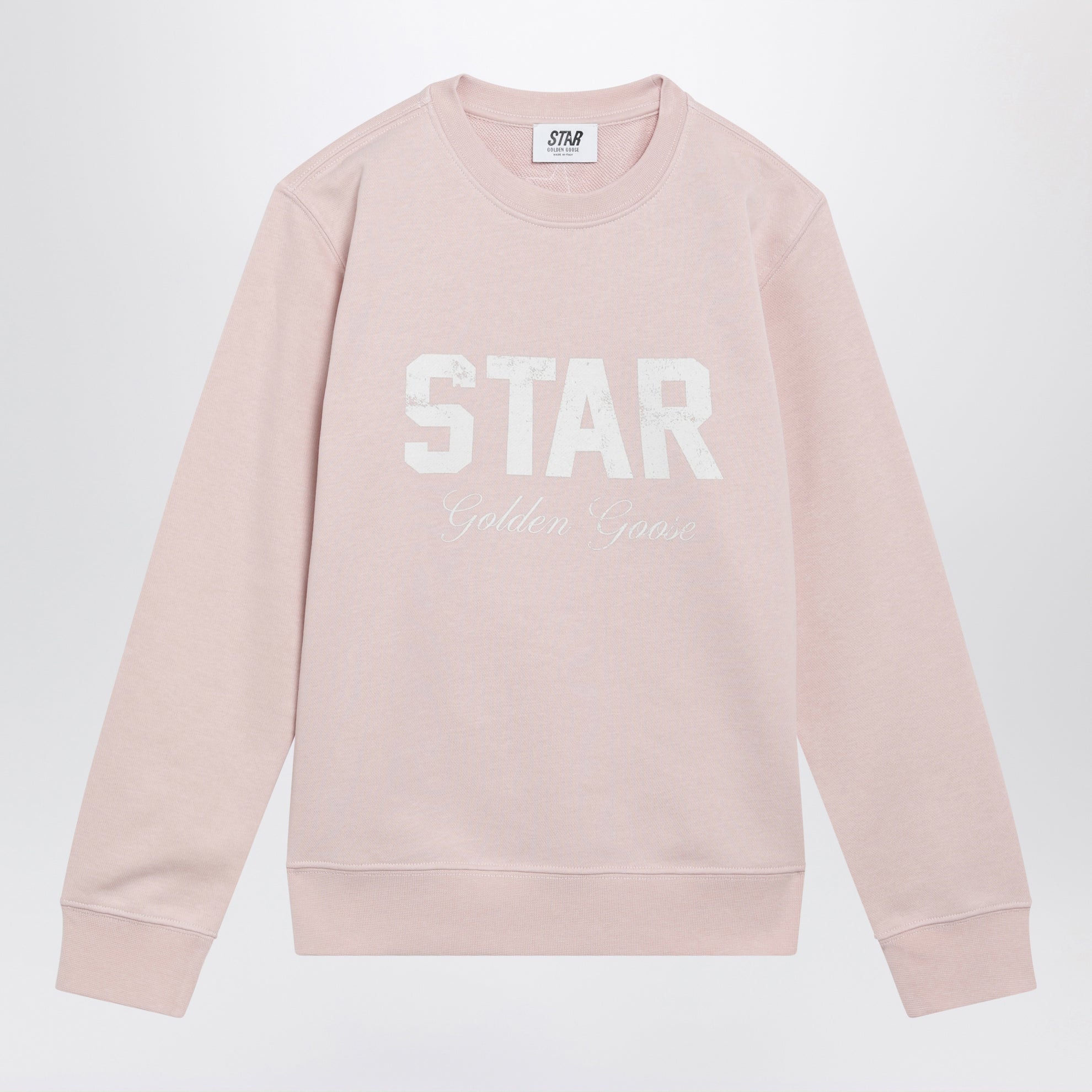 Felpa rosa chiara in cotone con stampa logo