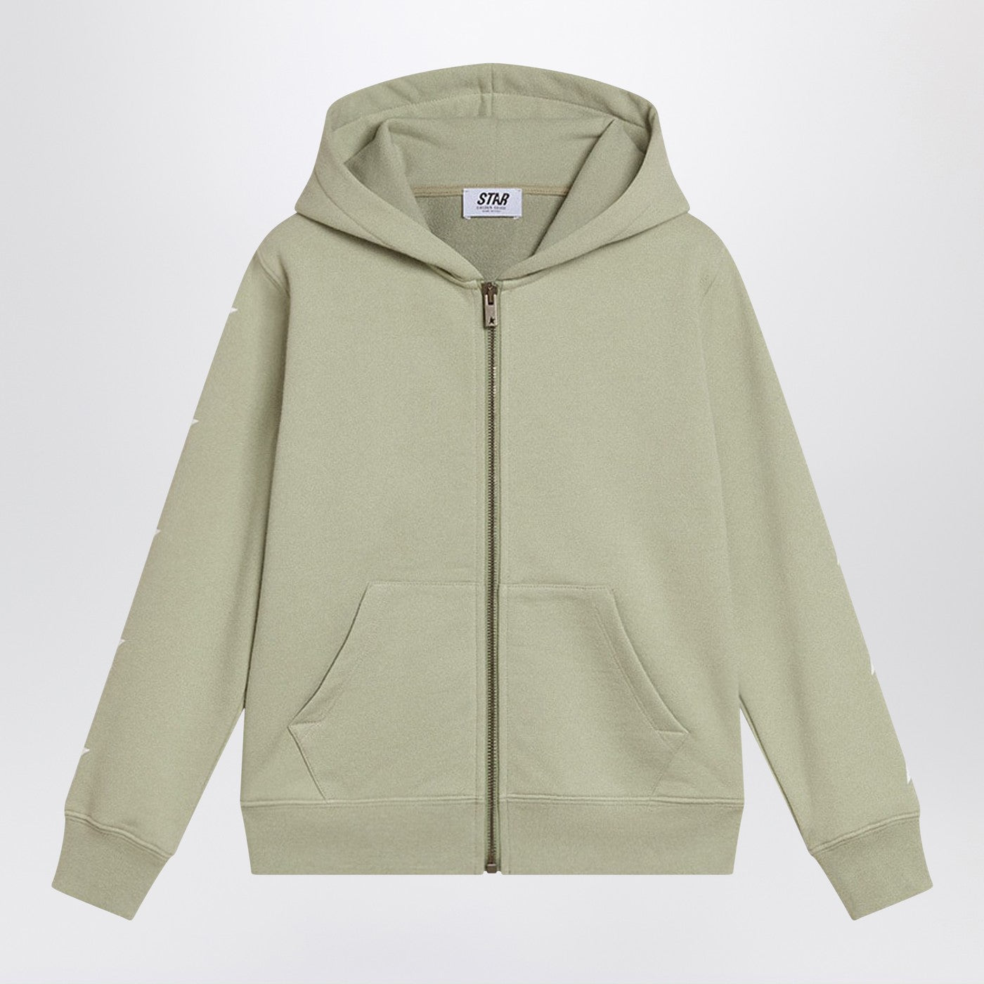 Sweat zippé vert sauge avec étoiles