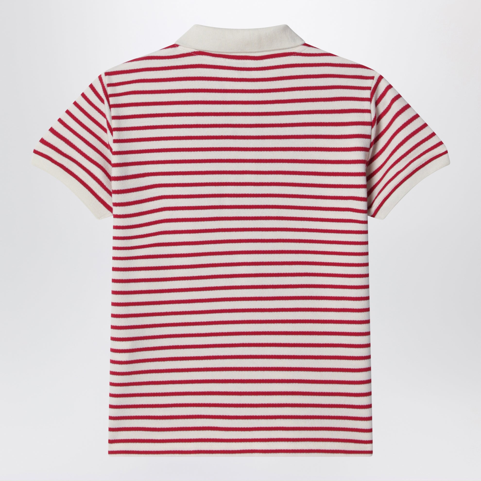 Polo rayé blanc/rouge avec broderie du logo
