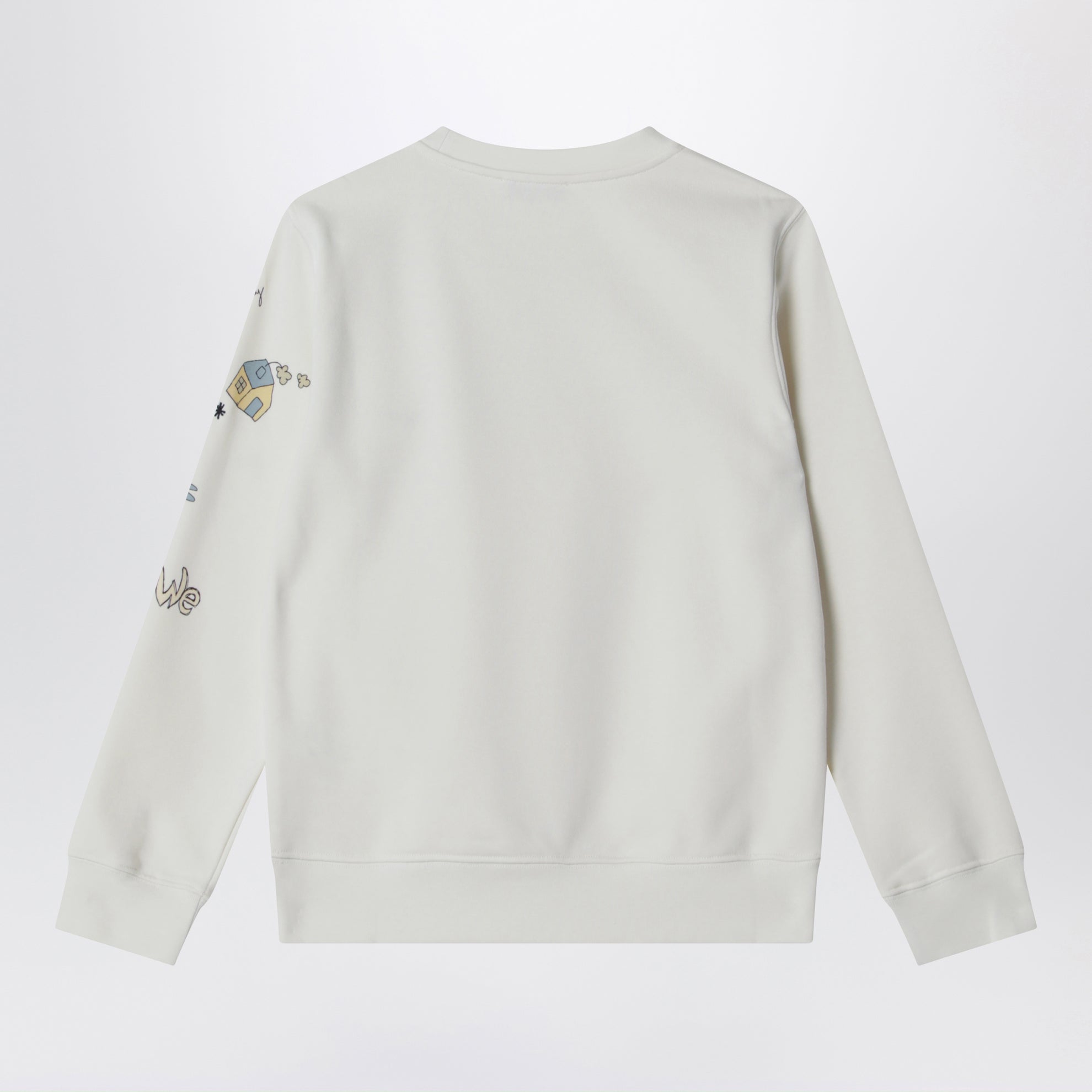 Felpa bianca con stampa logo in cotone