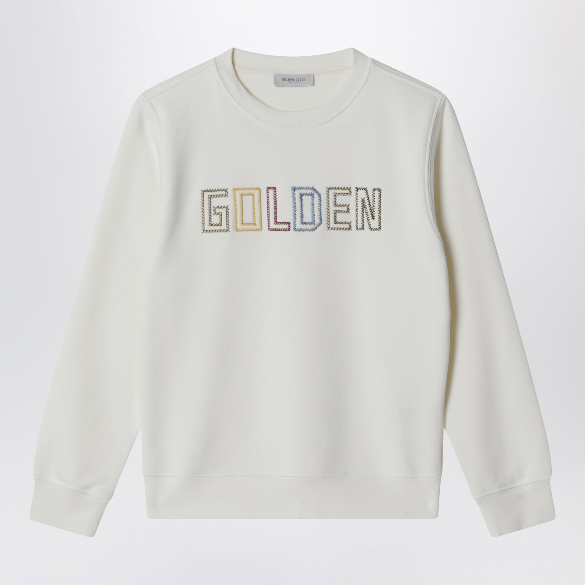 White sweatshirt with embroidered logo