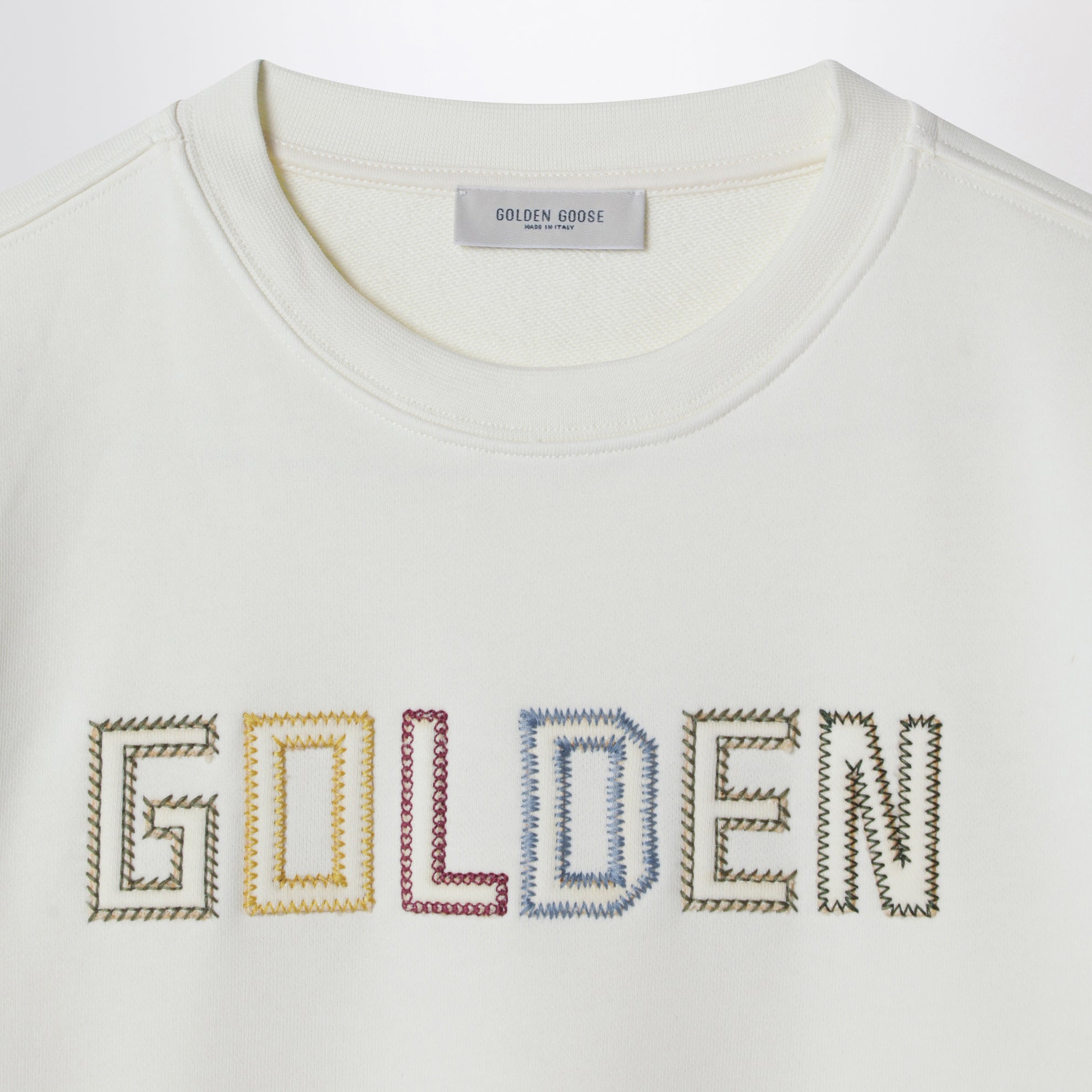 White sweatshirt with embroidered logo