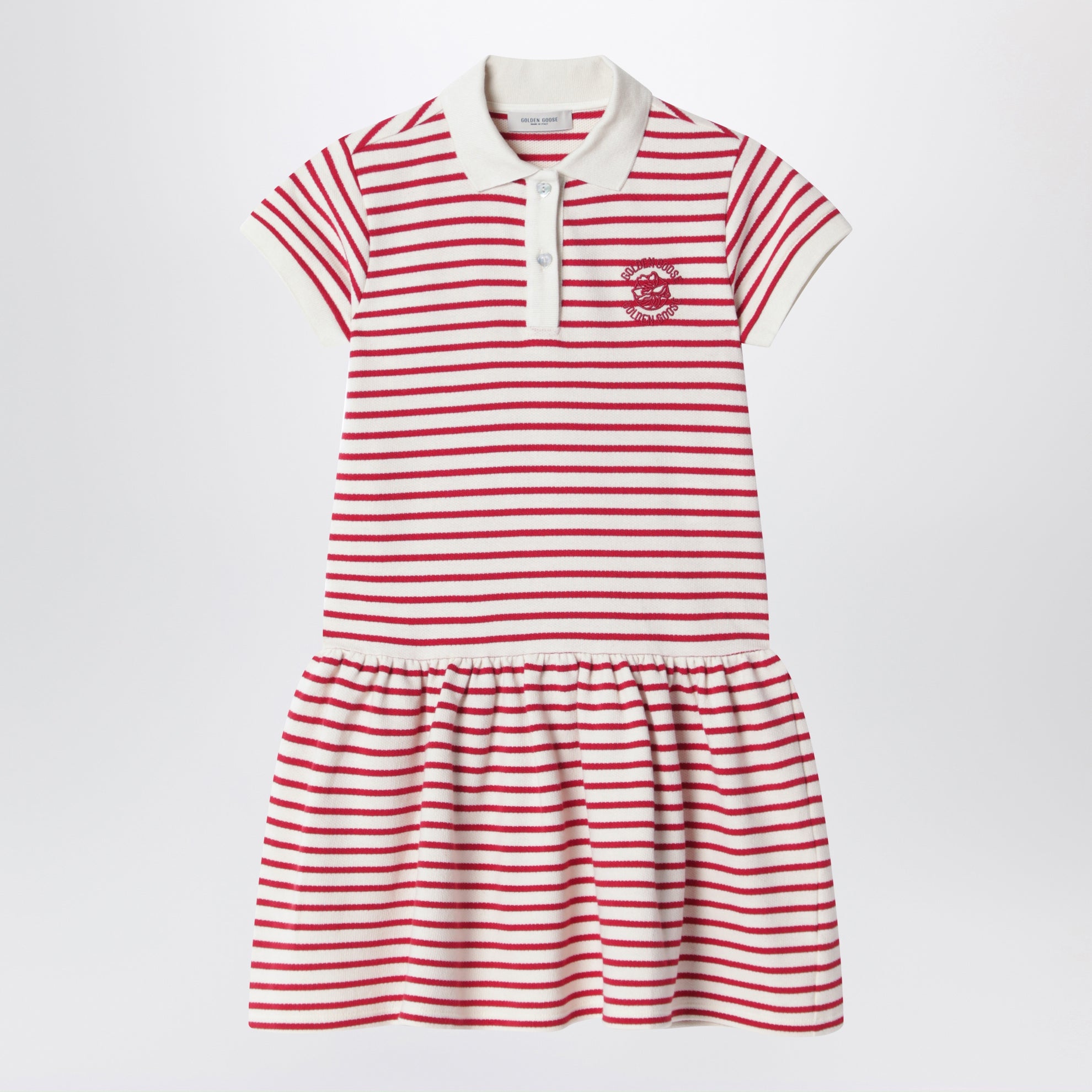 Weiß-rot gestreiftes Polo-Kleid