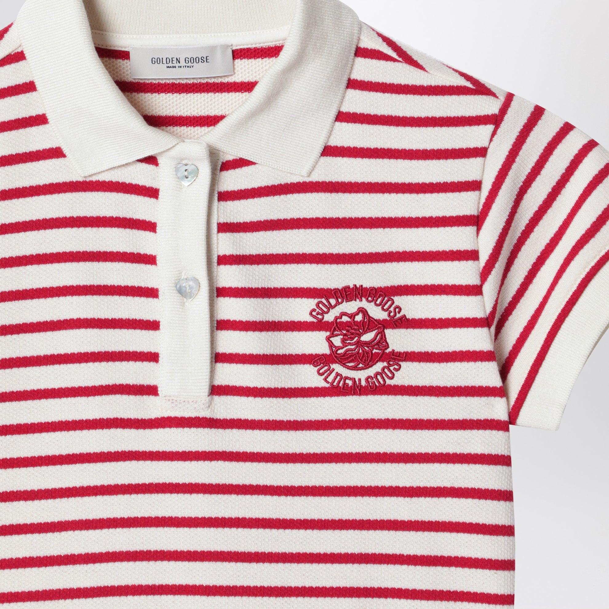 Weiß-rot gestreiftes Polo-Kleid