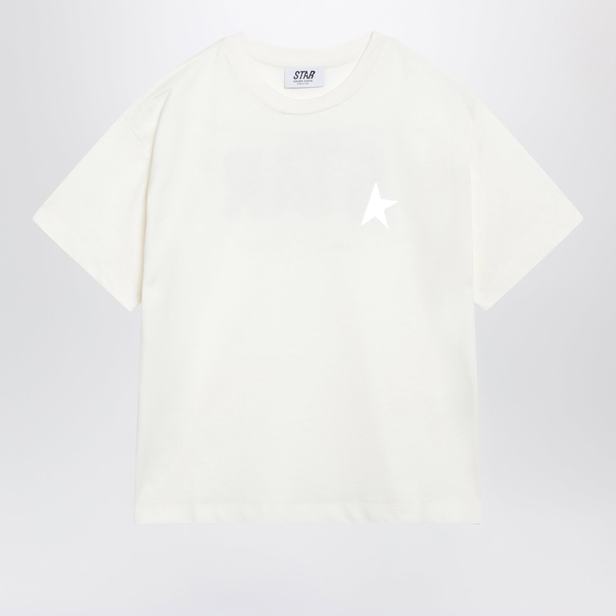 T-shirt bianca in cotone con stampa logo