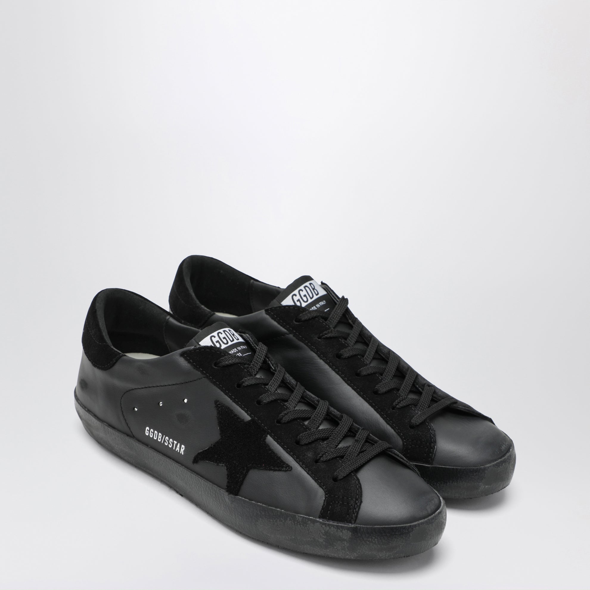 Sneakers Super-Star noires en cuir et daim