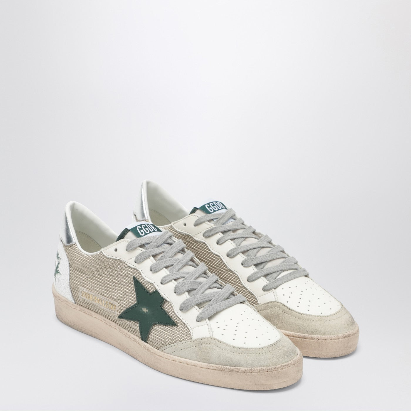 Ballstar Sneaker in Weiß und Grün mit Vintage-Effekt