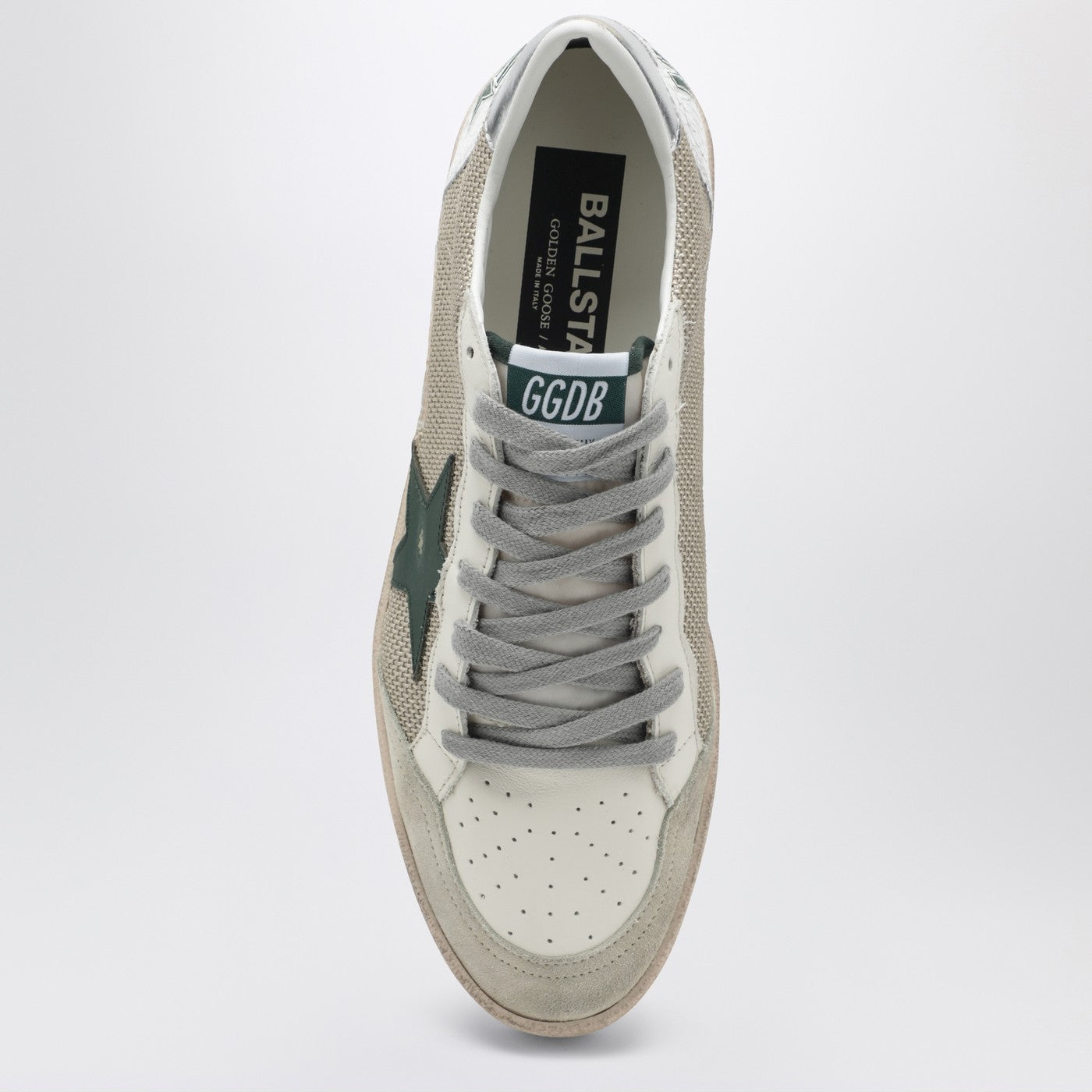 Ballstar Sneaker in Weiß und Grün mit Vintage-Effekt