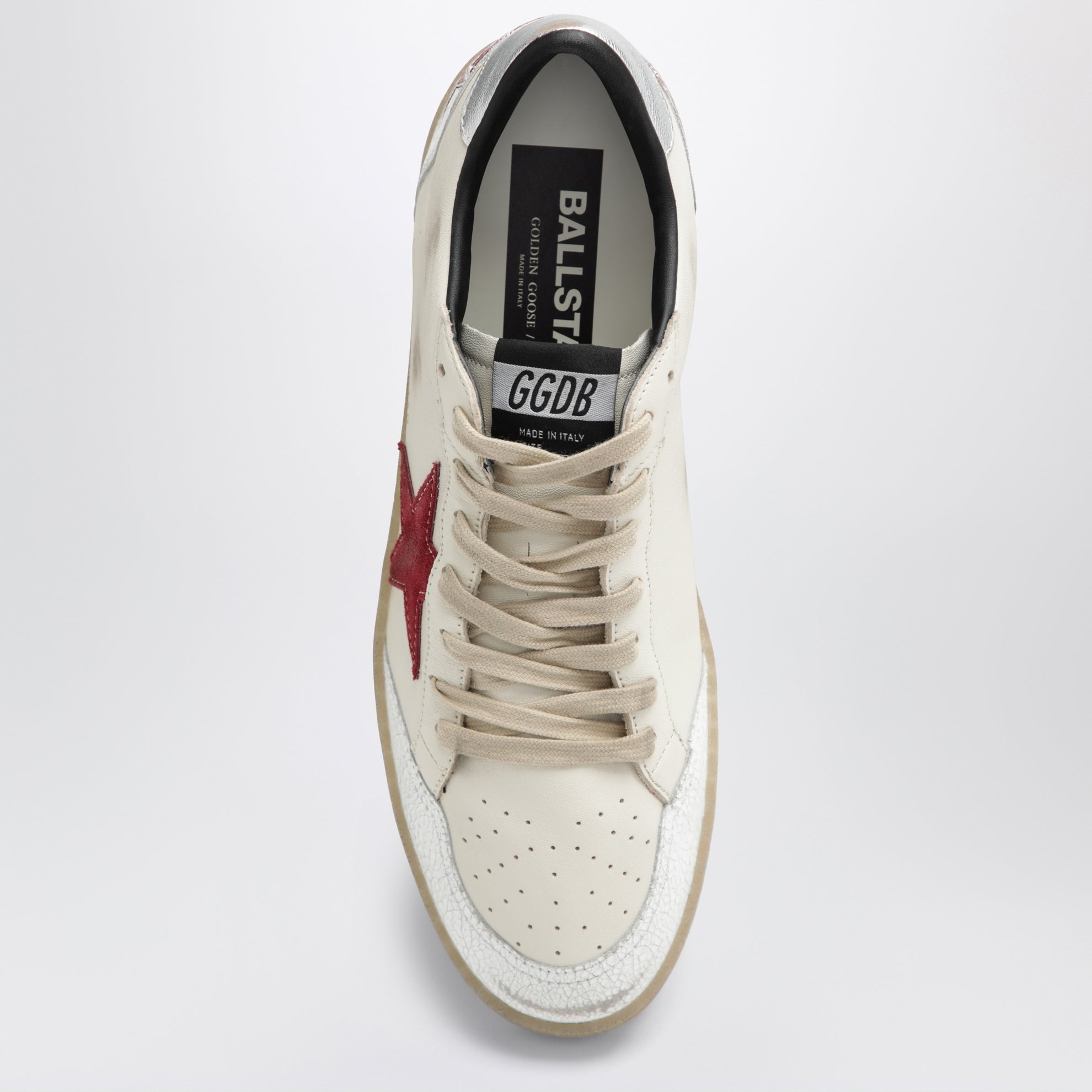 Ball Star sneakers in butter beige/white/red