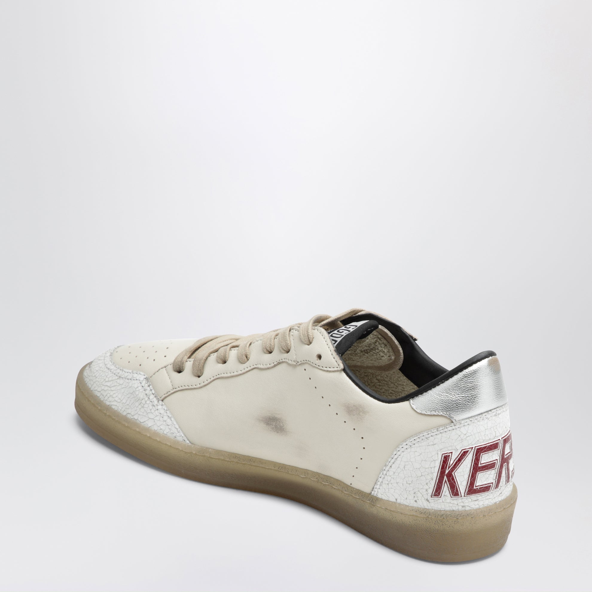 Ball Star sneakers in butter beige/white/red