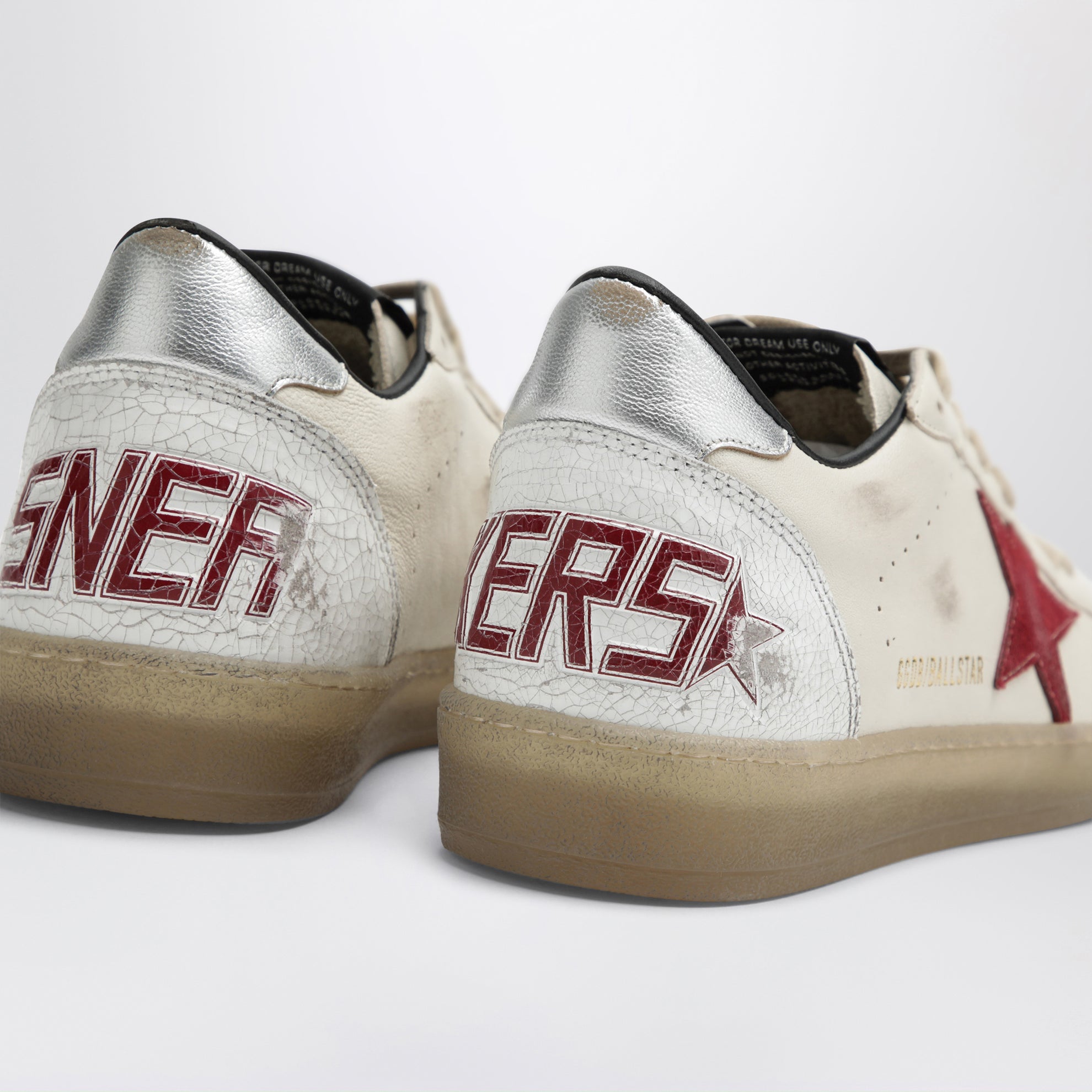 Ball Star sneakers in butter beige/white/red